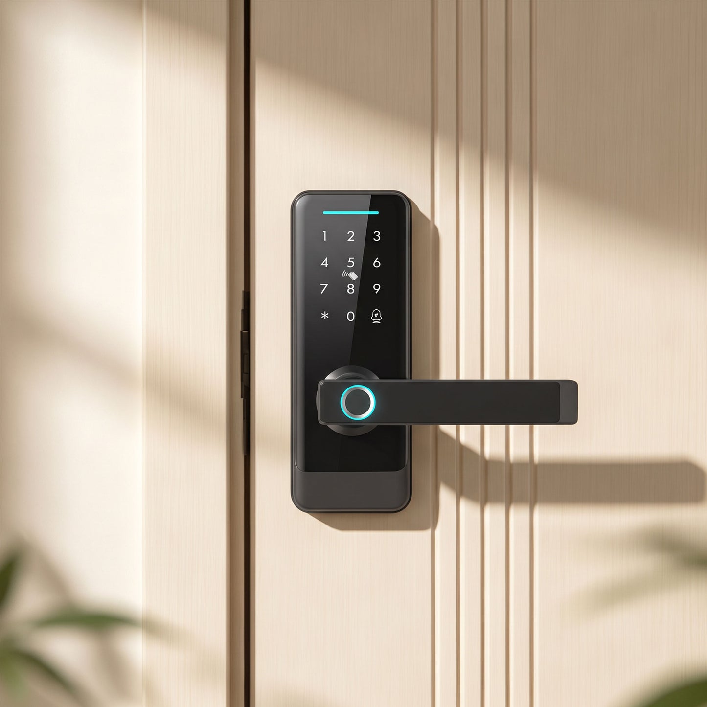 HOMCOM Smart Door Lock With Fingerprint Passcode Built In Doorbell