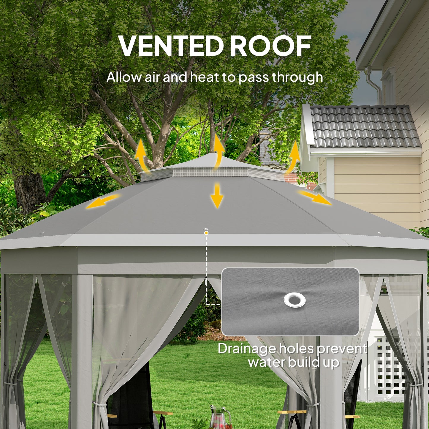 Outsunny 3x4m Garden Gazebo Pop Up Tent With Netting Double Roof Instant Shelter For Outdoor Patio
