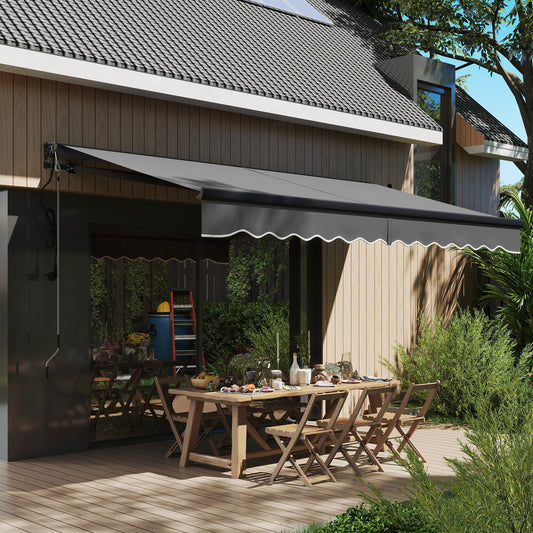Outsunny 3.5m x 3m Electric and Manual Awning With Remote Control Dark Grey Aluminium Frame