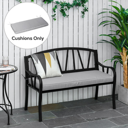 Outsunny Two Seater Garden Bench Cushion Light Grey Polyester Water Resistant Outdoor Seat Pad 120cm X 50cm