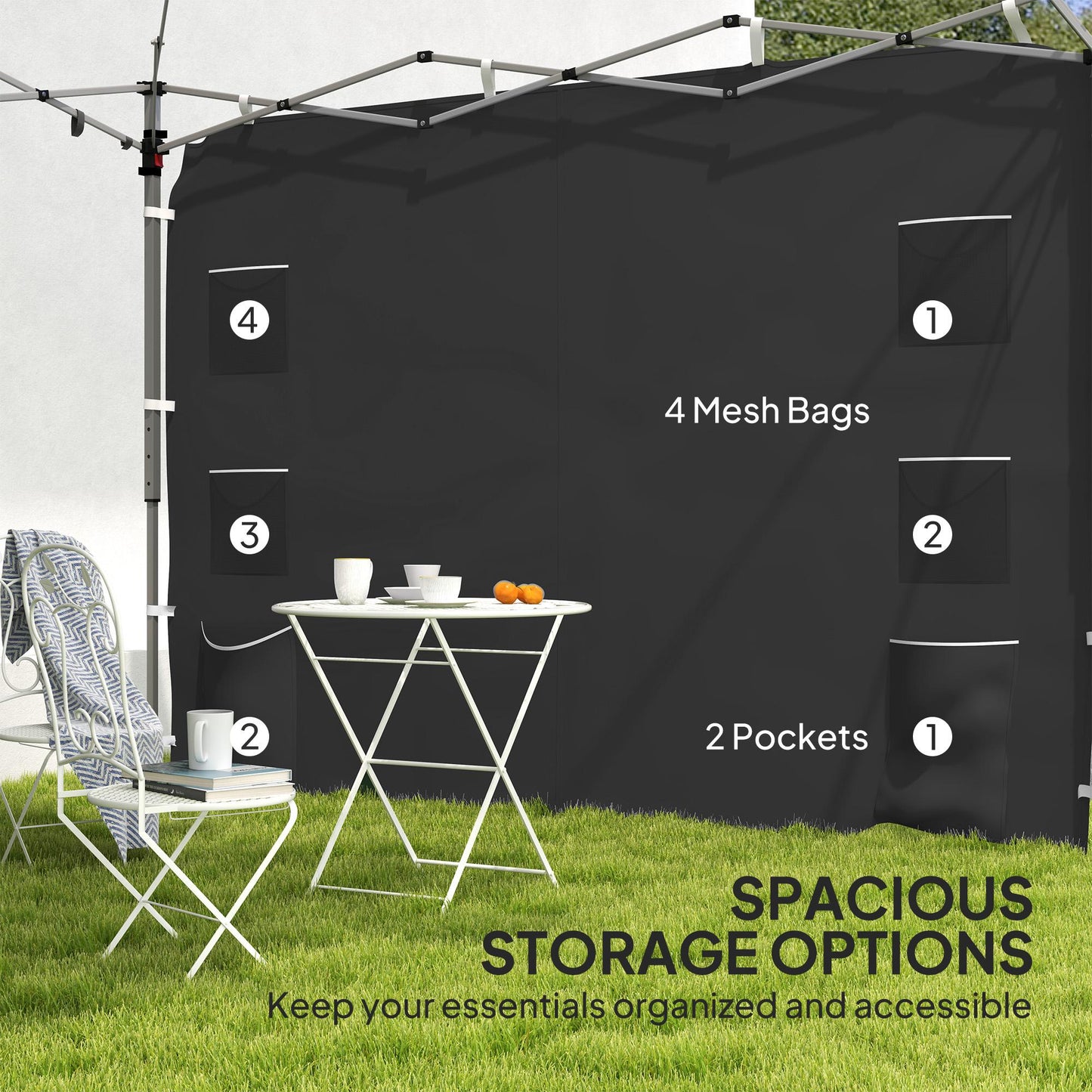 Outsunny 195 x 295 cm Replacement Gazebo Sidewall Black For 3 x 3 m Gazebo With Mesh Pockets
