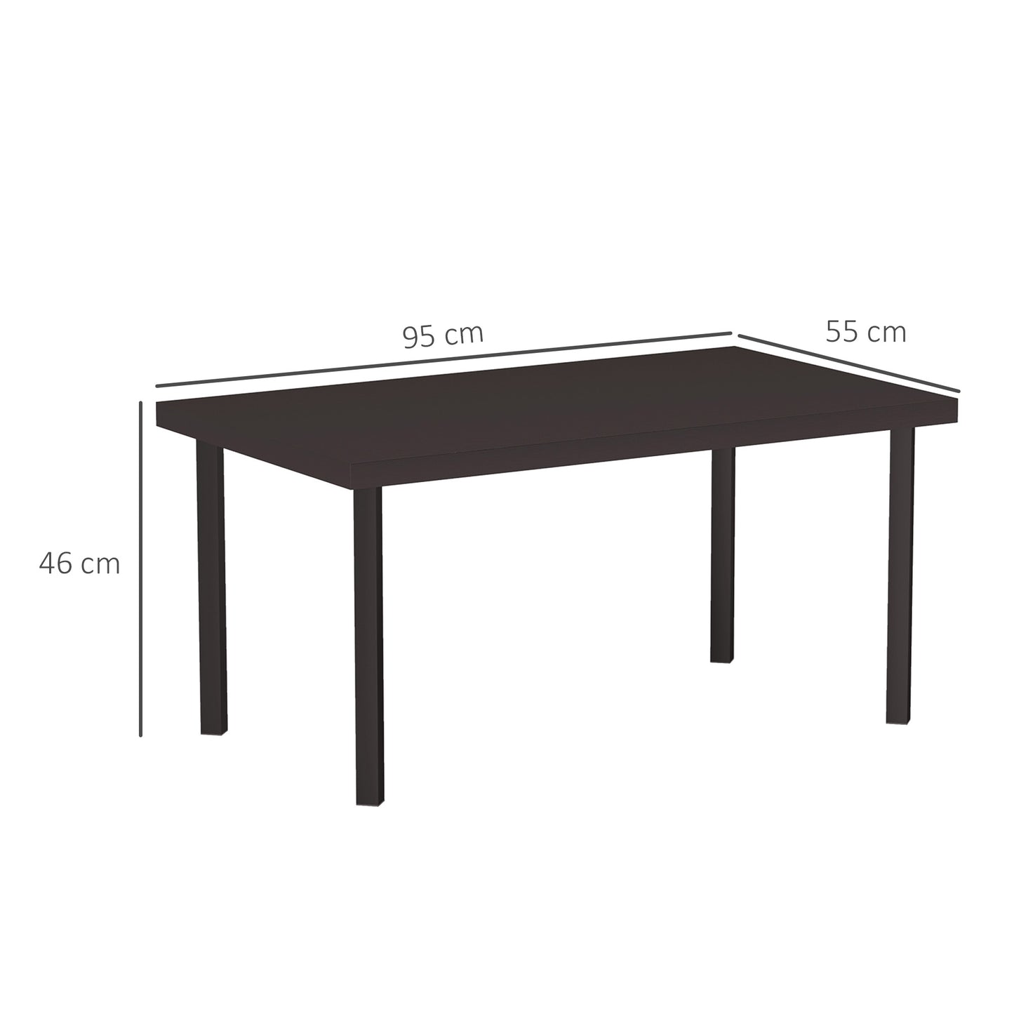 Metal Outdoor Garden Coffee Table With Woodgrain Top For Patio Balcony Porch 95 x 55 x 46 cm Brown