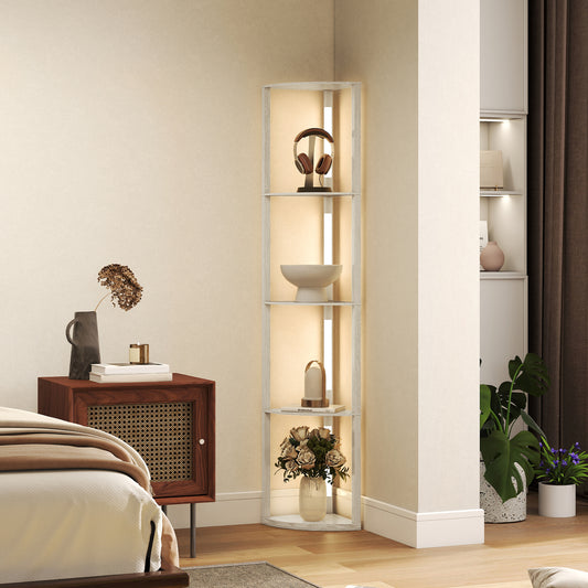 HOMCOM 4 Tier Corner Floor Lamp With Three Level Adjustable Brightness And 3000K LED Backlight 163.5cm Tall