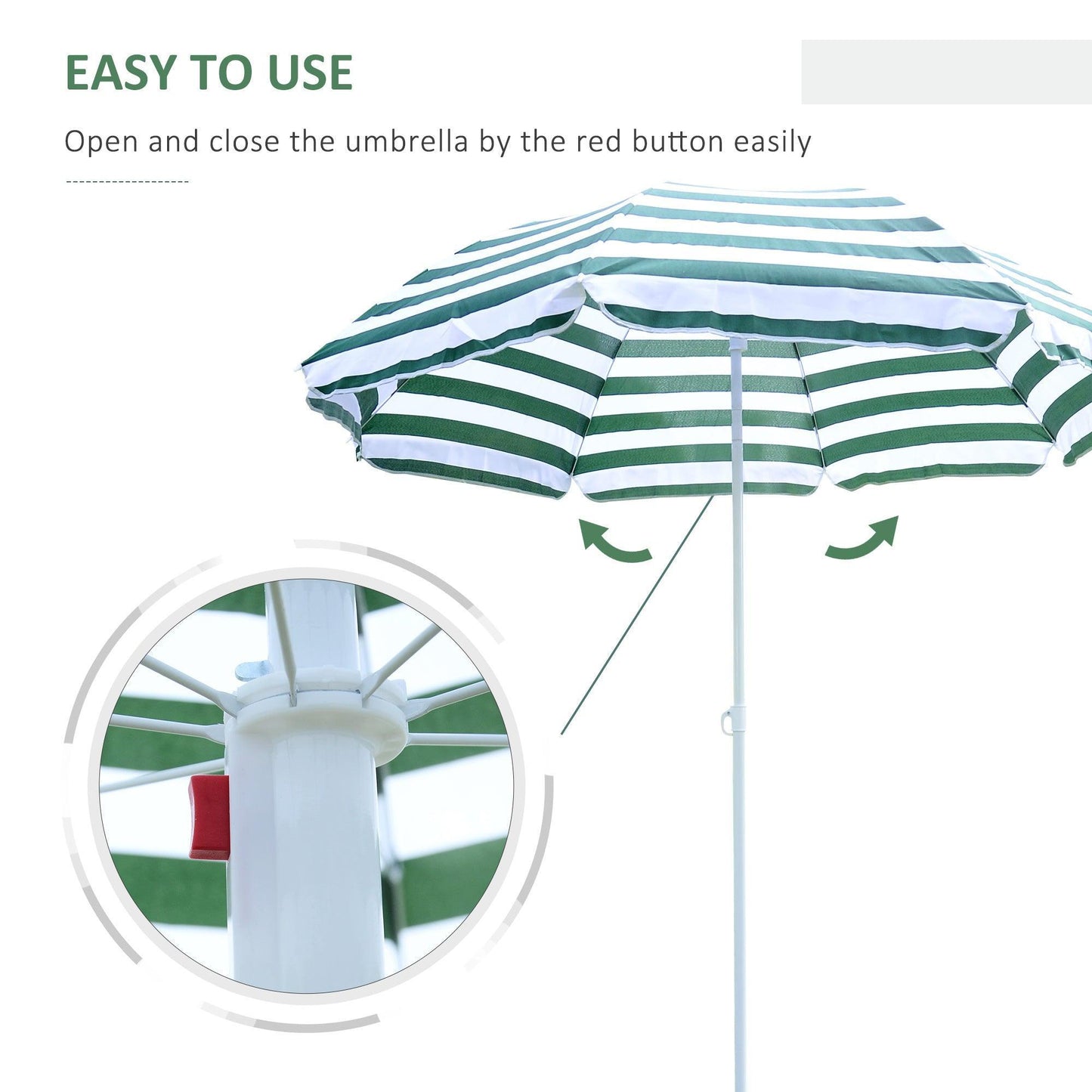 Outsunny 1.8m Beach Sun Crank Umbrella - ALL4U RETAILER LTD