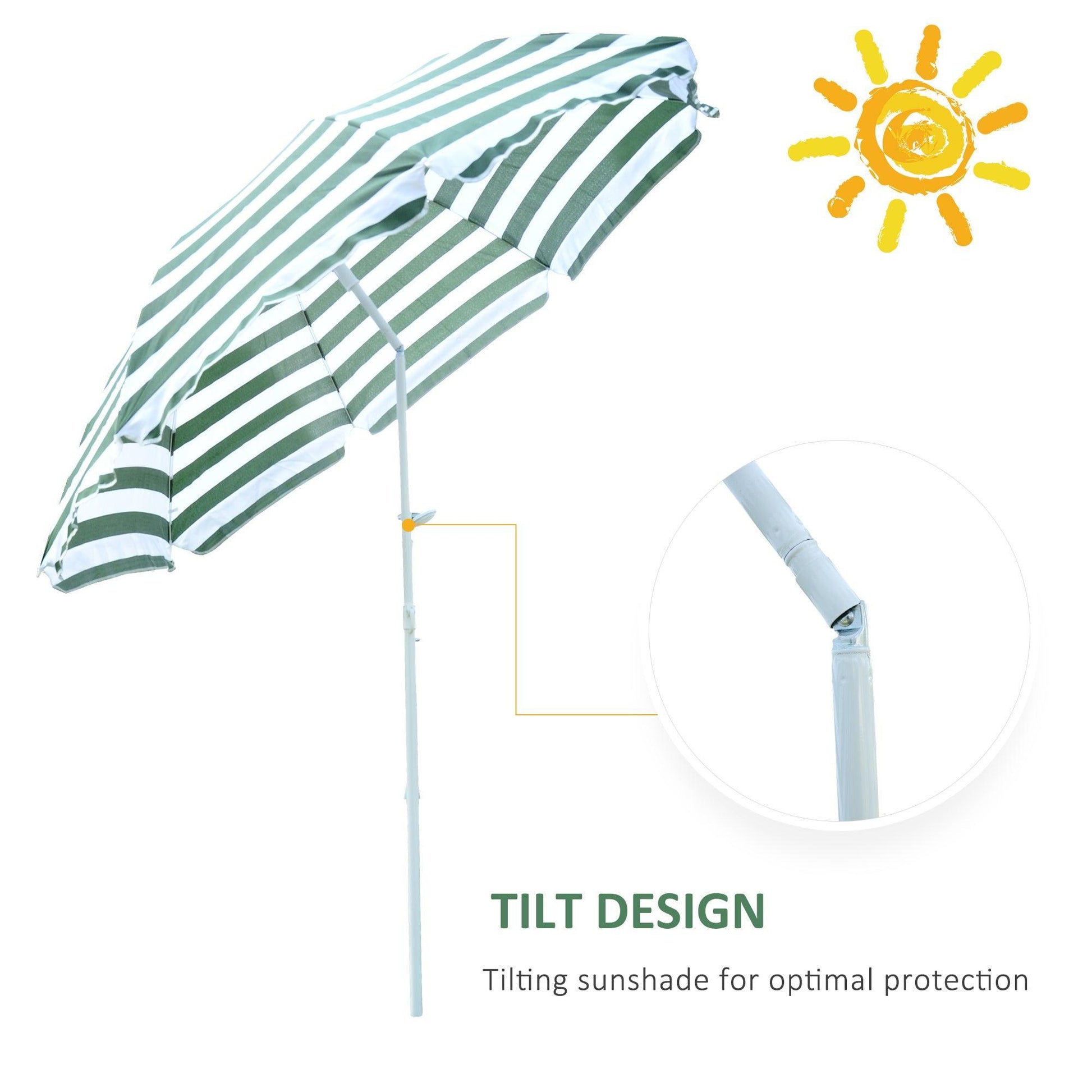 Outsunny 1.8m Beach Sun Crank Umbrella - ALL4U RETAILER LTD