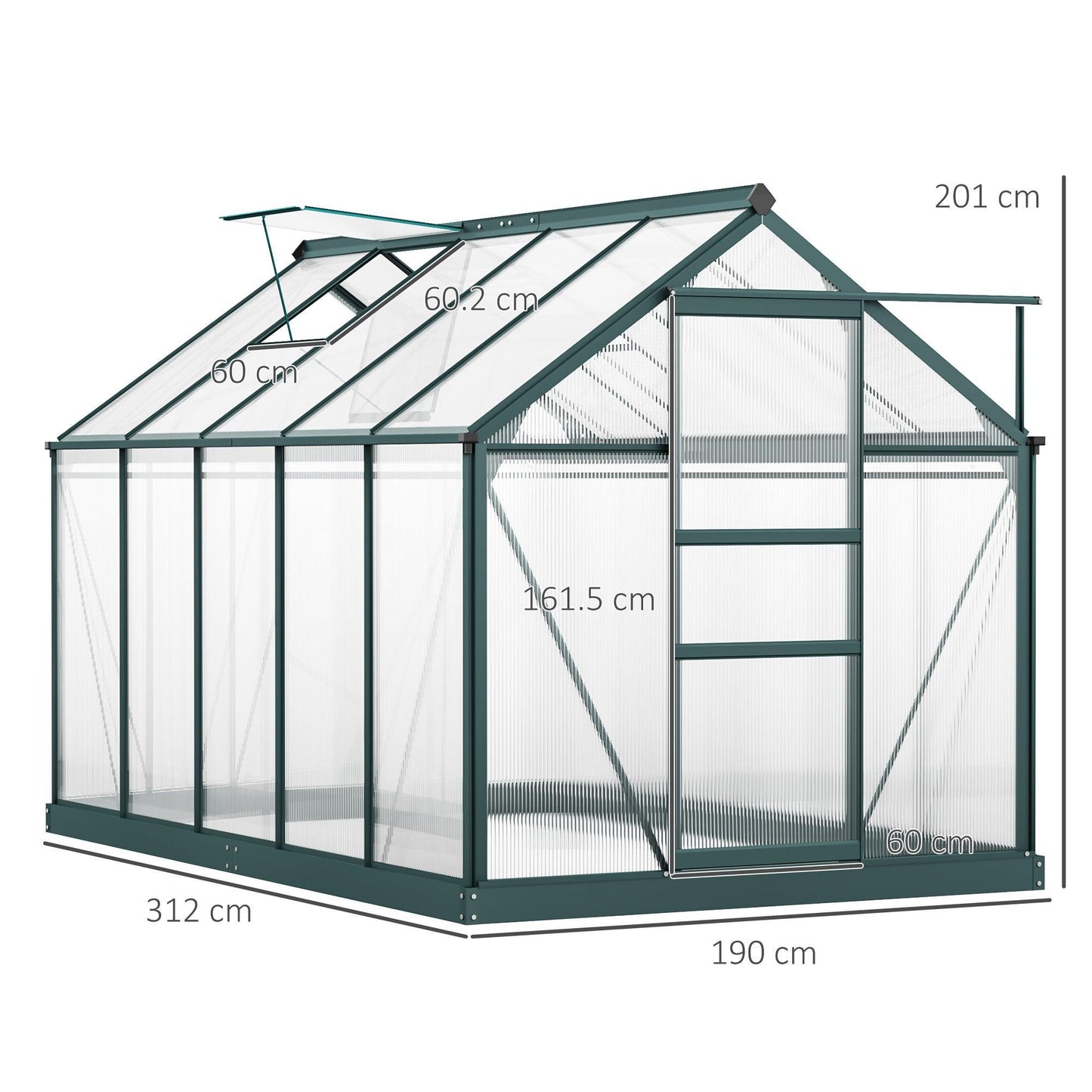 Outsunny 10ft x 6ft Greenhouse with Slide Door - Walk-In Gardening - ALL4U RETAILER LTD