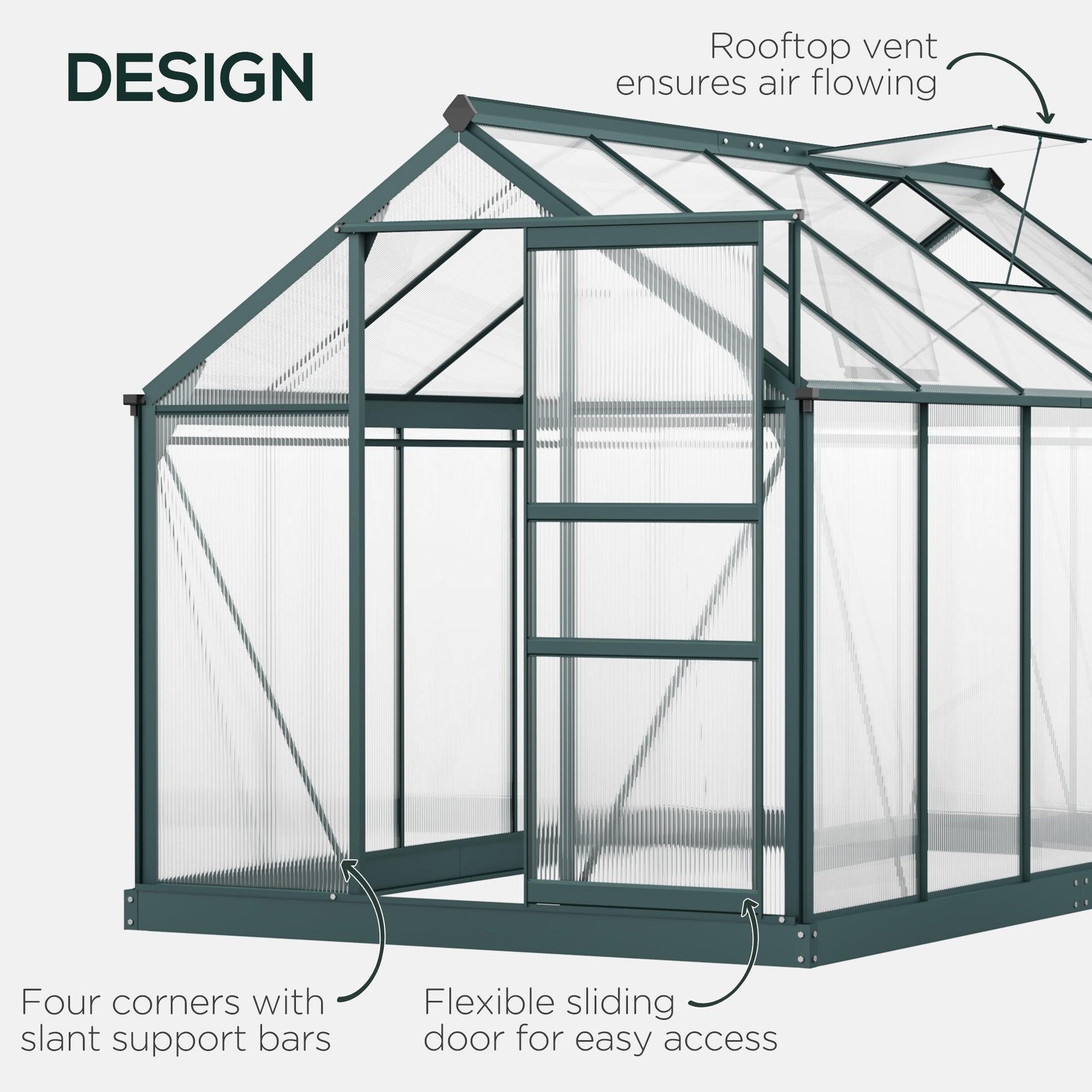 Outsunny 10ft x 6ft Greenhouse with Slide Door - Walk-In Gardening - ALL4U RETAILER LTD