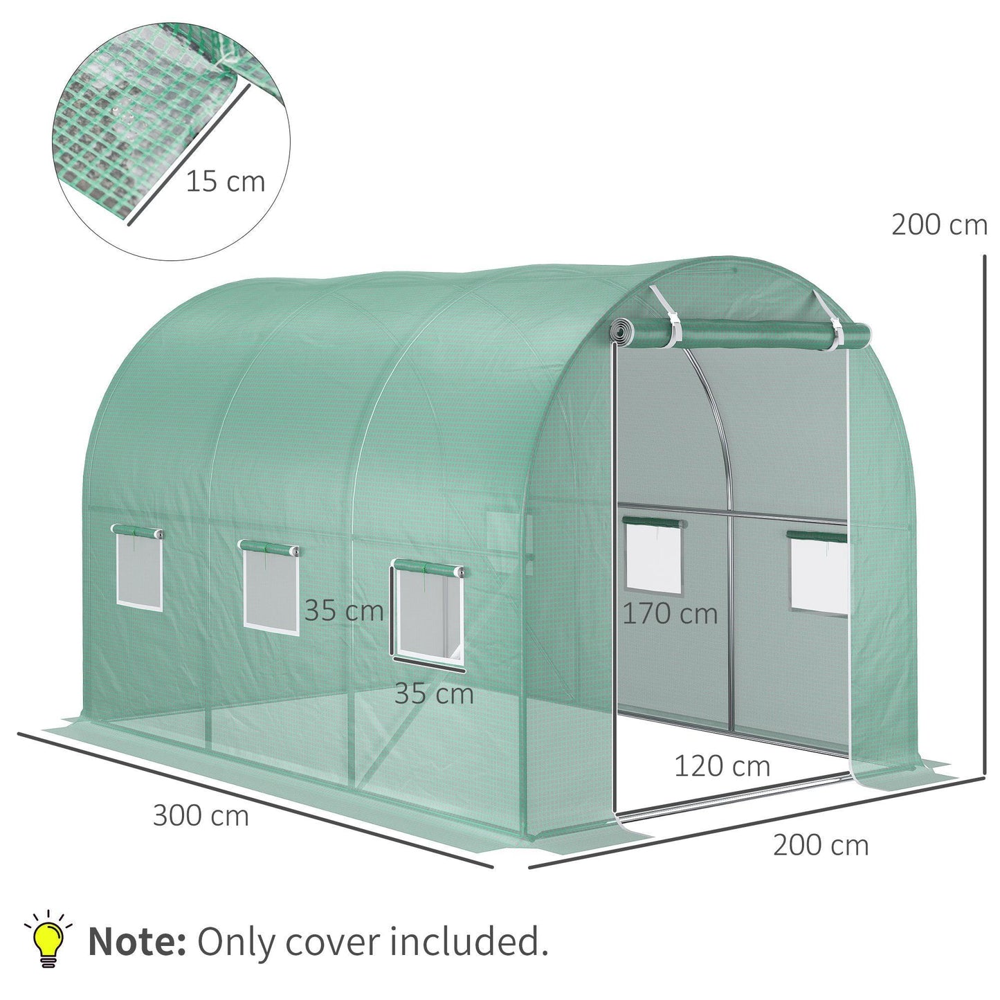 Outsunny 10x7ft Replacement Greenhouse Cover for Winter - PE Material - ALL4U RETAILER LTD