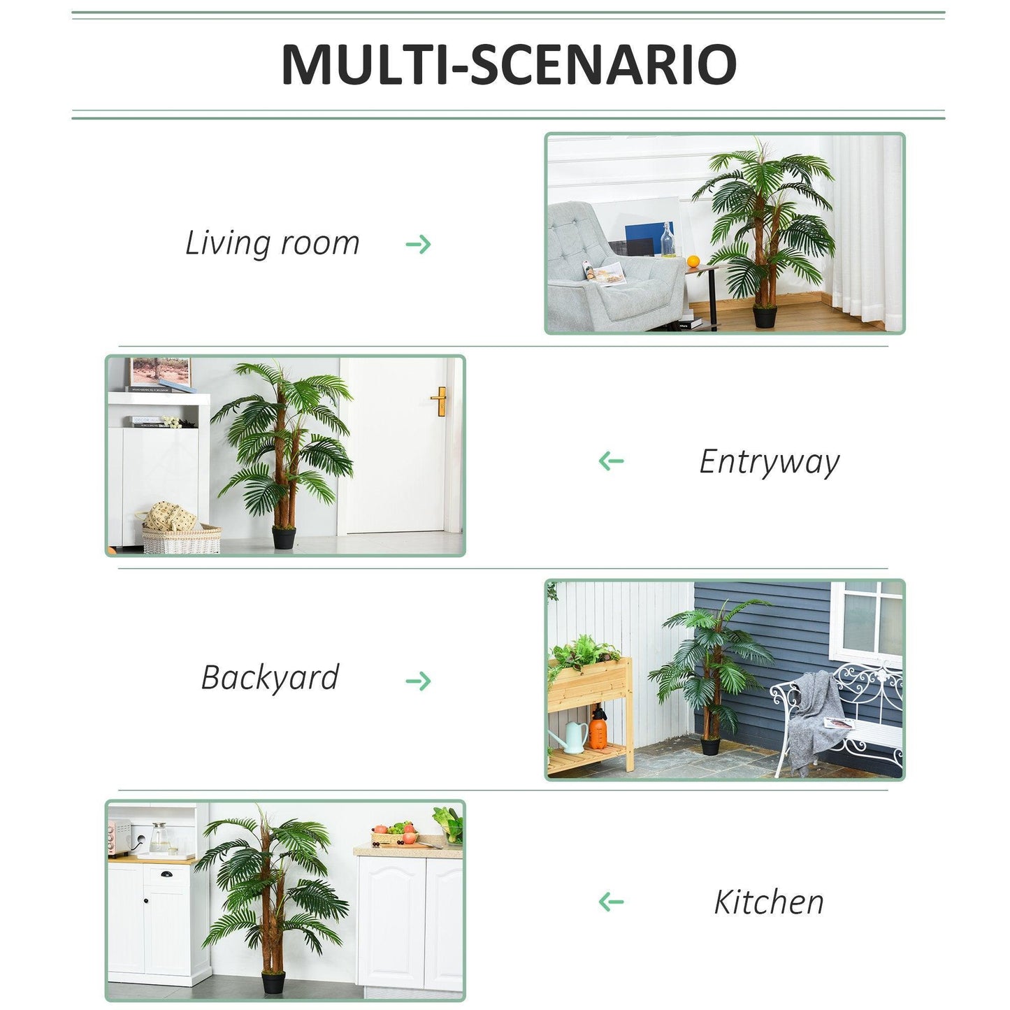 Outsunny Artificial Palm Tree - Natural Indoor/Outdoor Decor - ALL4U RETAILER LTD