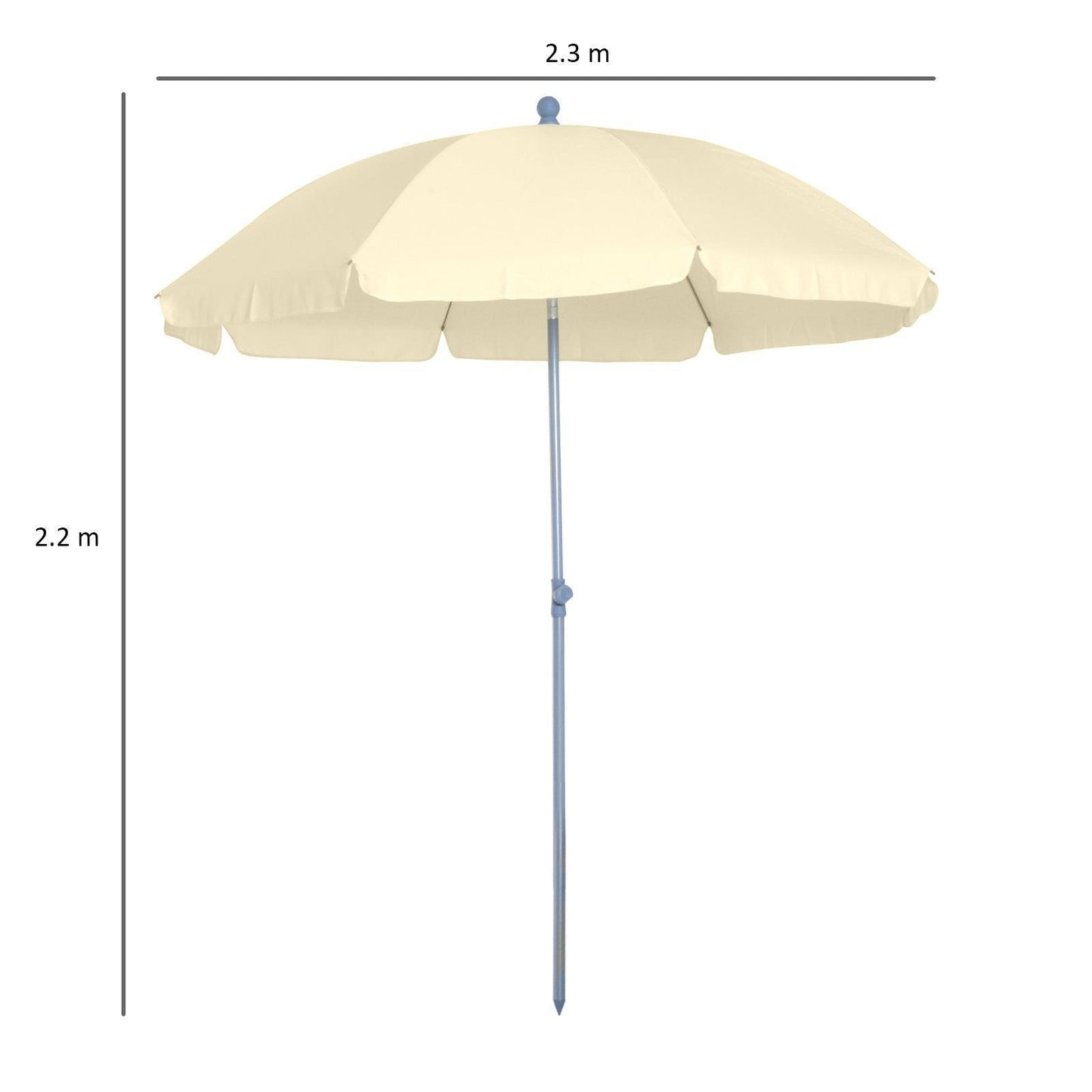 Outsunny 2.2M Beach Umbrella - Cream White, Tilt - ALL4U RETAILER LTD