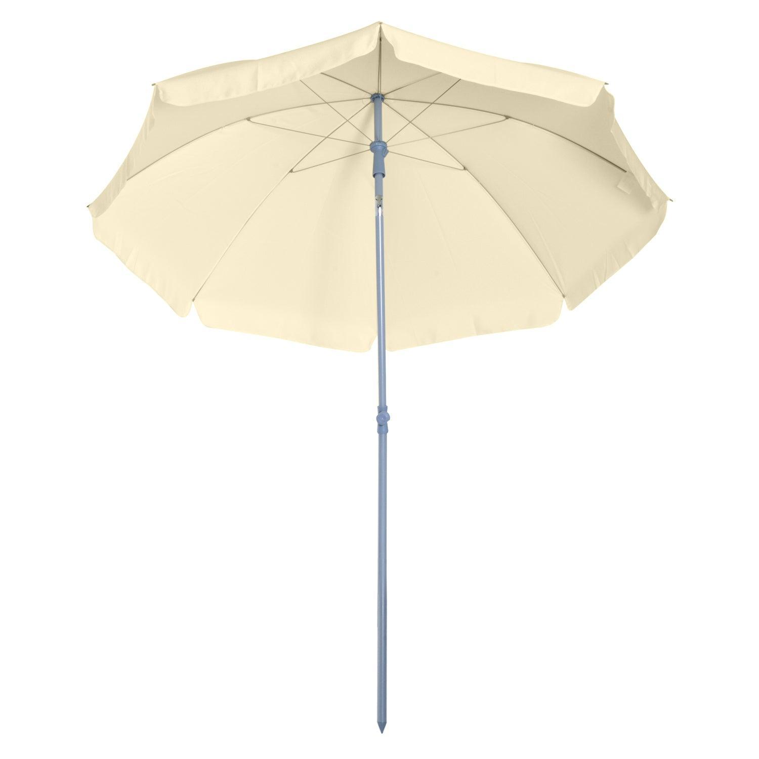 Outsunny 2.2M Beach Umbrella - Cream White, Tilt - ALL4U RETAILER LTD