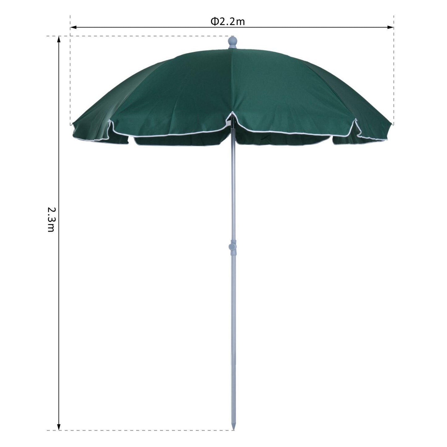 Outsunny 2.2m Beach Umbrella: Dark Green for Sun Protection - ALL4U RETAILER LTD