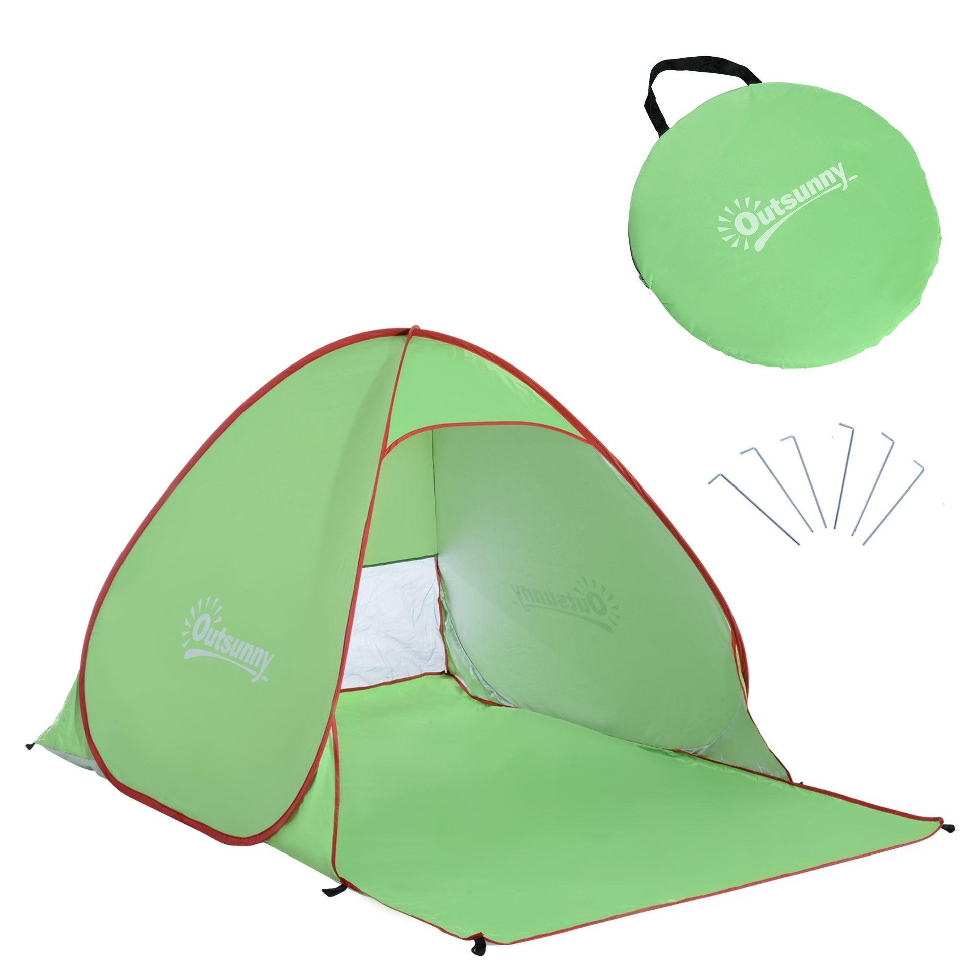 Outsunny Green 2-3 Person Pop-up Tent with UV Protection - ALL4U RETAILER LTD