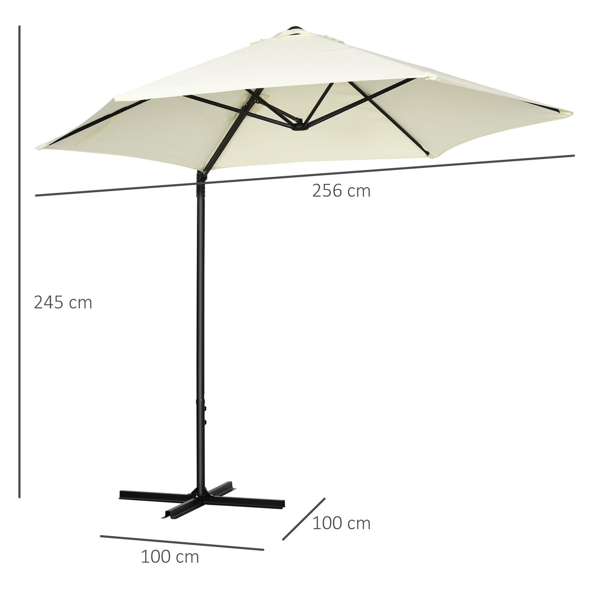 Outsunny 2.5M Cantilever Garden Umbrella - Beige - ALL4U RETAILER LTD