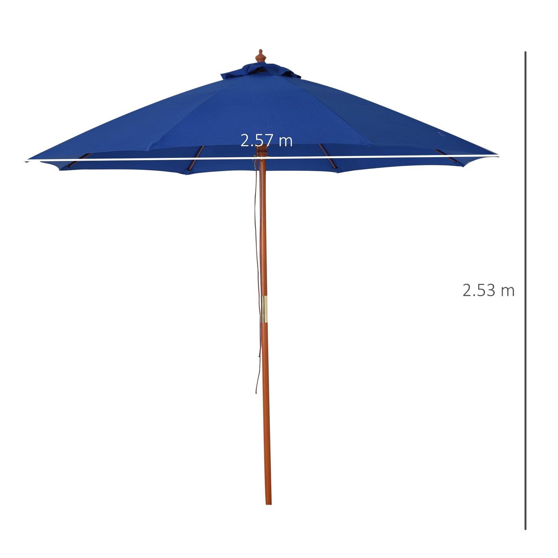 Outsunny Outdoor Market Umbrella Canopy, 2.5m, Blue - ALL4U RETAILER LTD