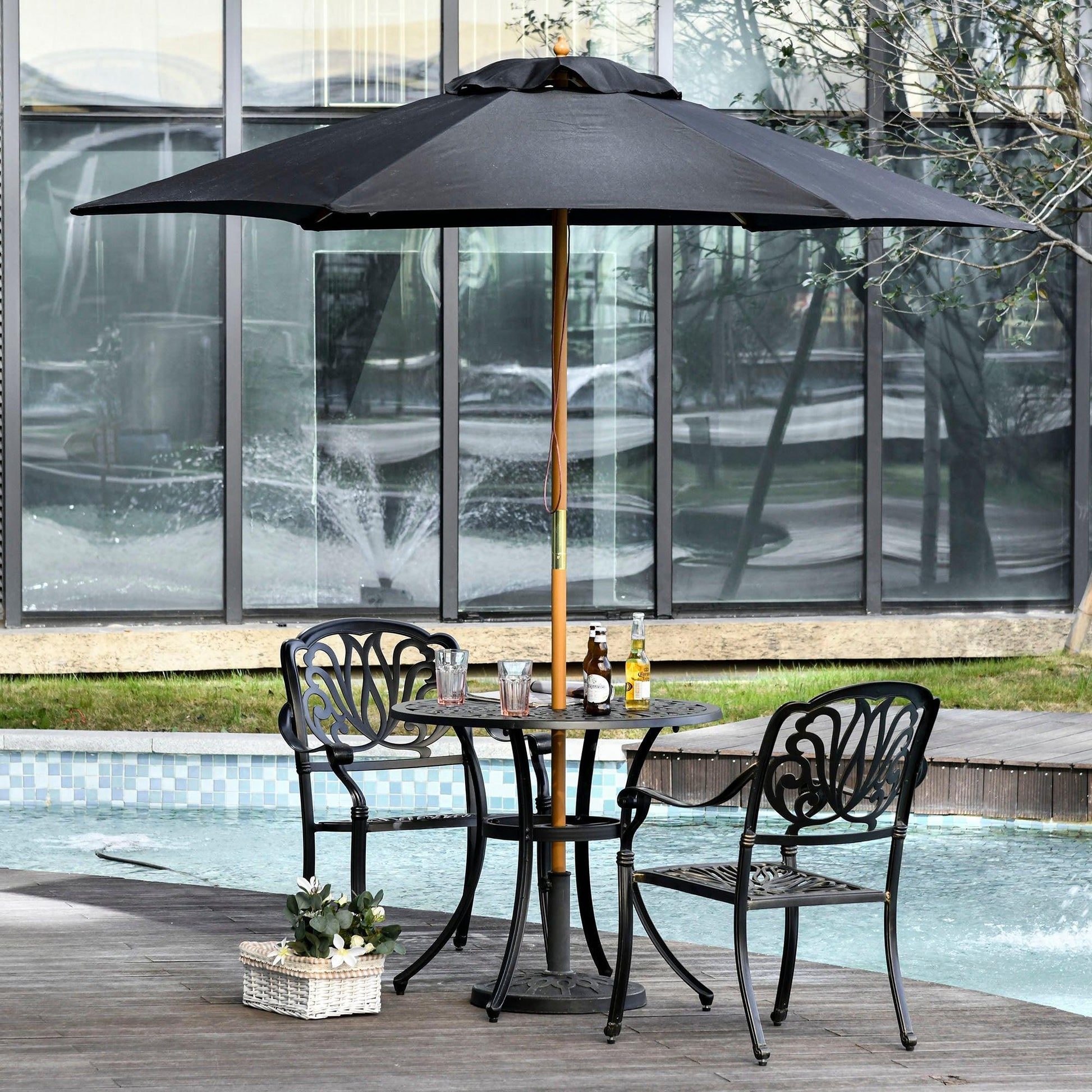 Outsunny 2.5m Wooden Garden Umbrella - Shade & Style - ALL4U RETAILER LTD