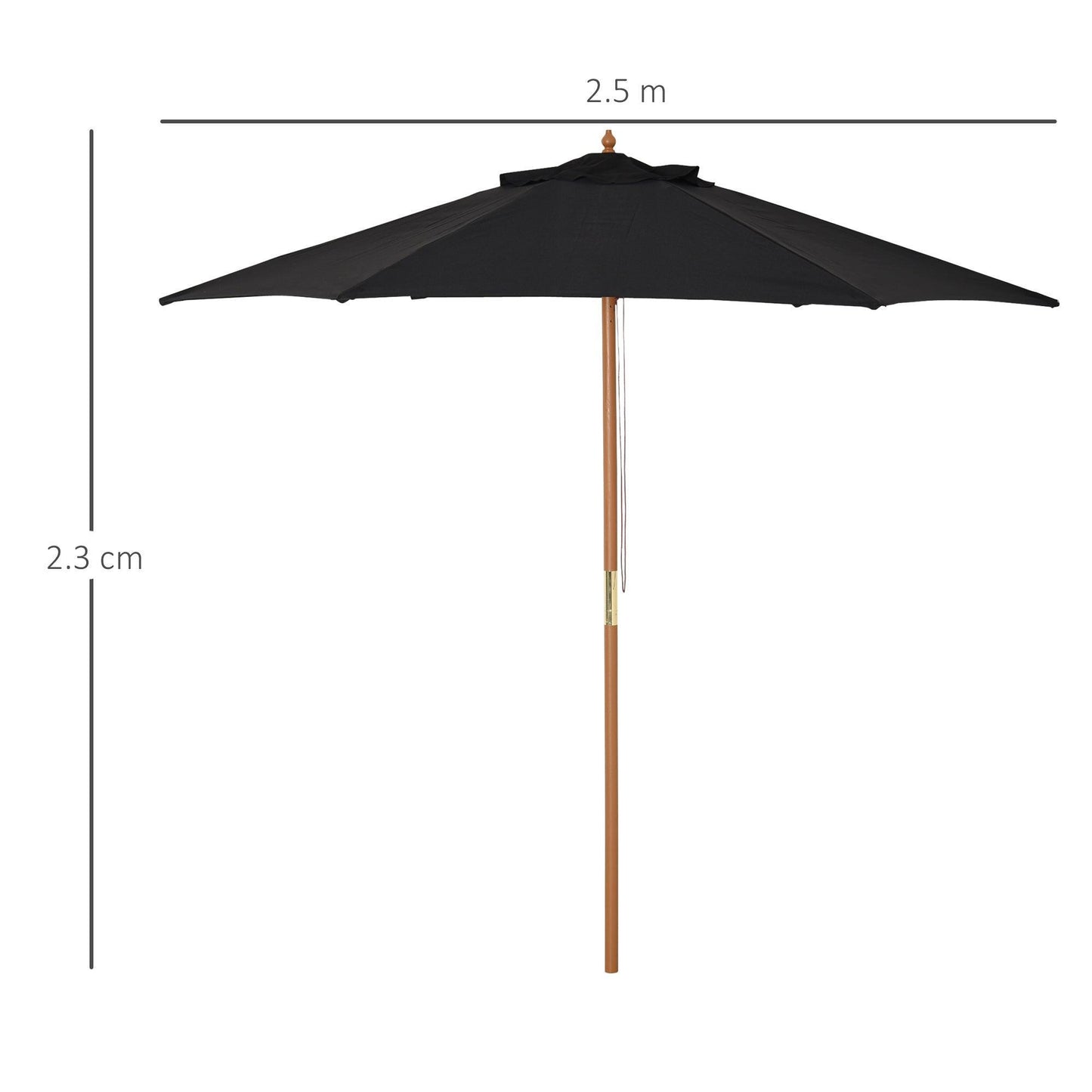 Outsunny 2.5m Wooden Garden Umbrella - Shade & Style - ALL4U RETAILER LTD