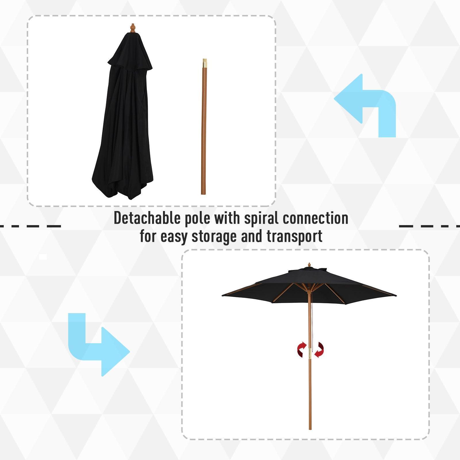 Outsunny 2.5m Wooden Garden Umbrella - Shade & Style - ALL4U RETAILER LTD