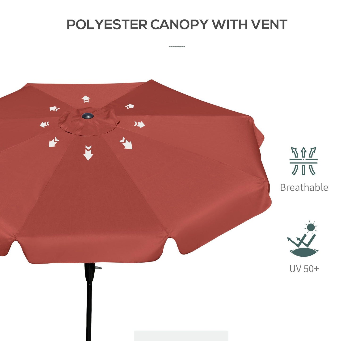 Outsunny 2.66m Patio Umbrella - Wine Red - ALL4U RETAILER LTD