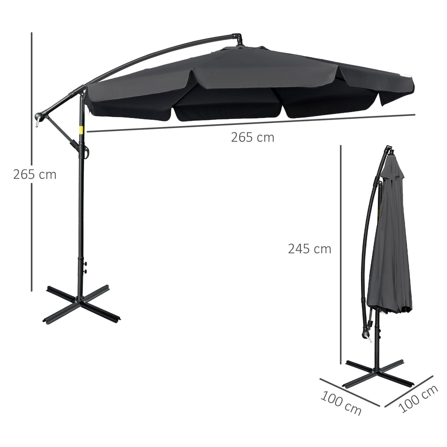 Outsunny 2.7m Cantilever Umbrella: Crank Handle, Sun Shade - ALL4U RETAILER LTD