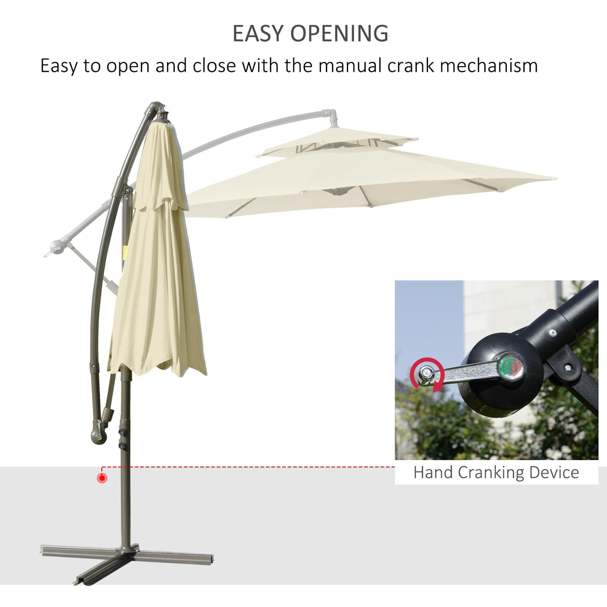 Outsunny 2.7m Cantilever Umbrella: Double Canopy, Beige - ALL4U RETAILER LTD