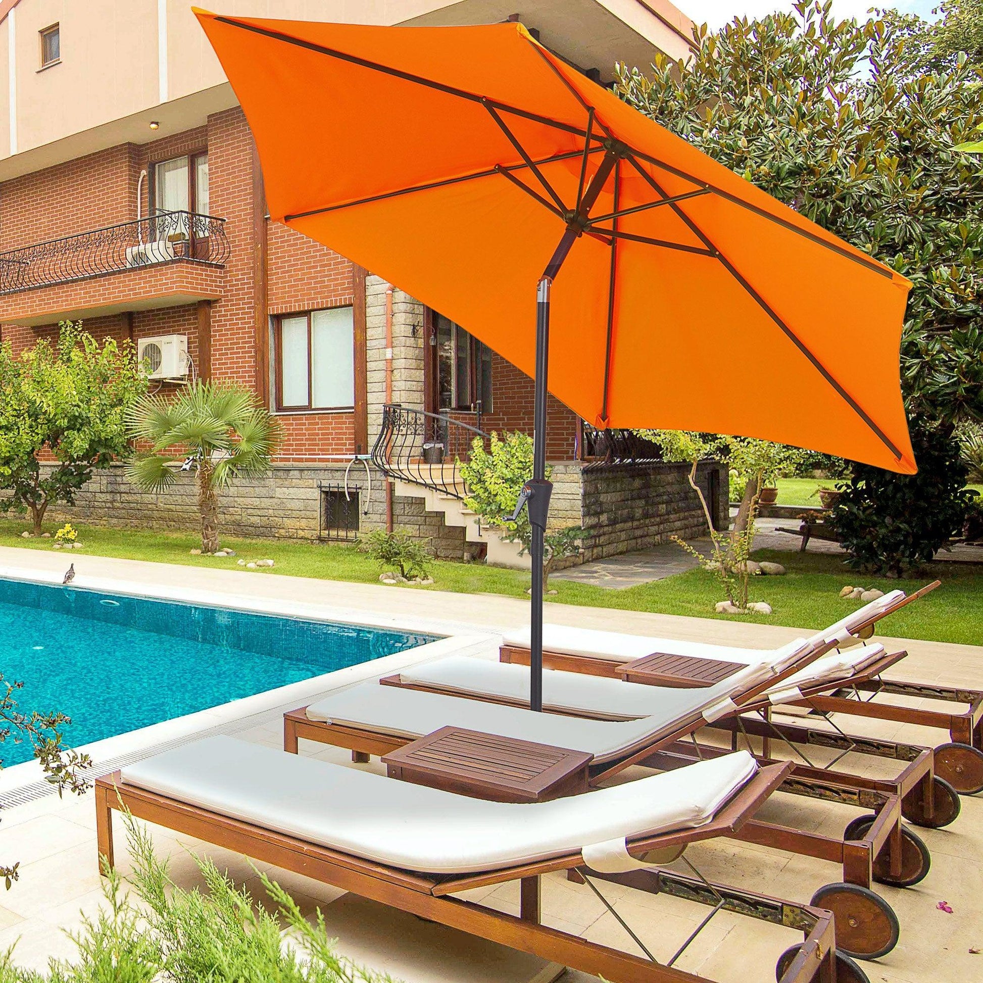 Outsunny 2.7M Orange Tilt Umbrella: Simple Sun Shade - ALL4U RETAILER LTD