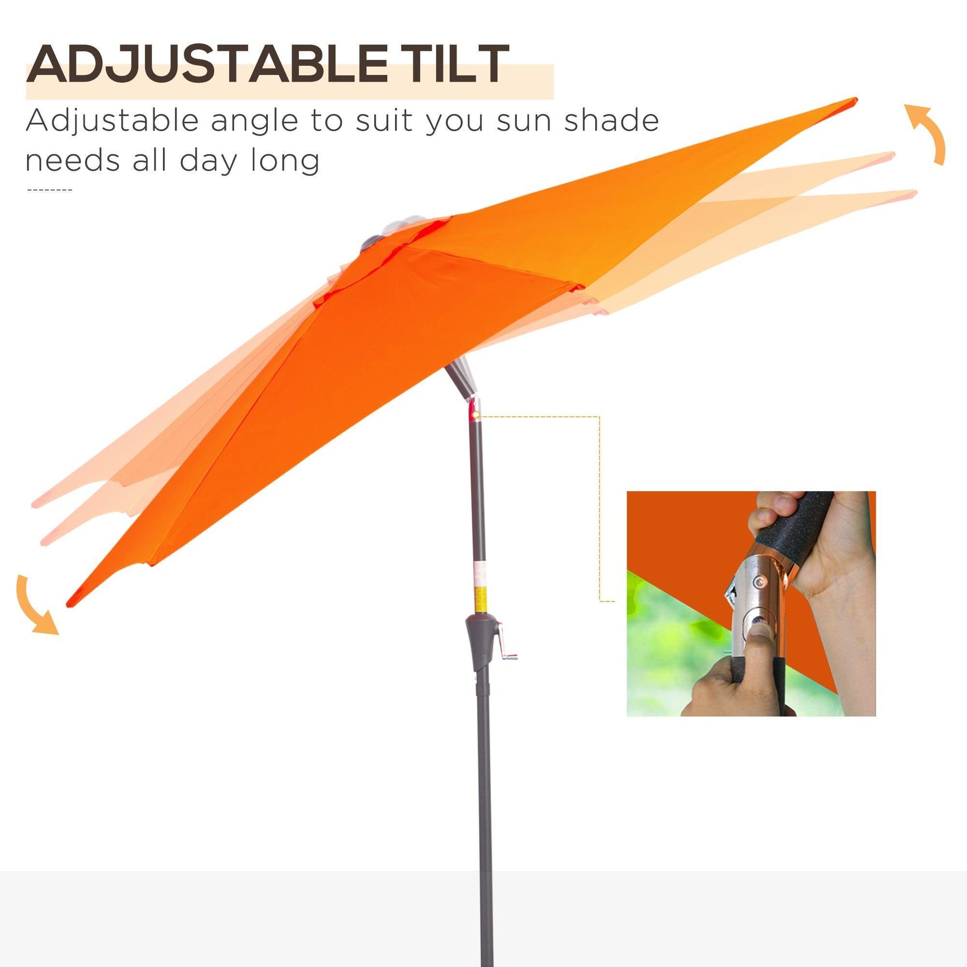 Outsunny 2.7M Orange Tilt Umbrella: Simple Sun Shade - ALL4U RETAILER LTD