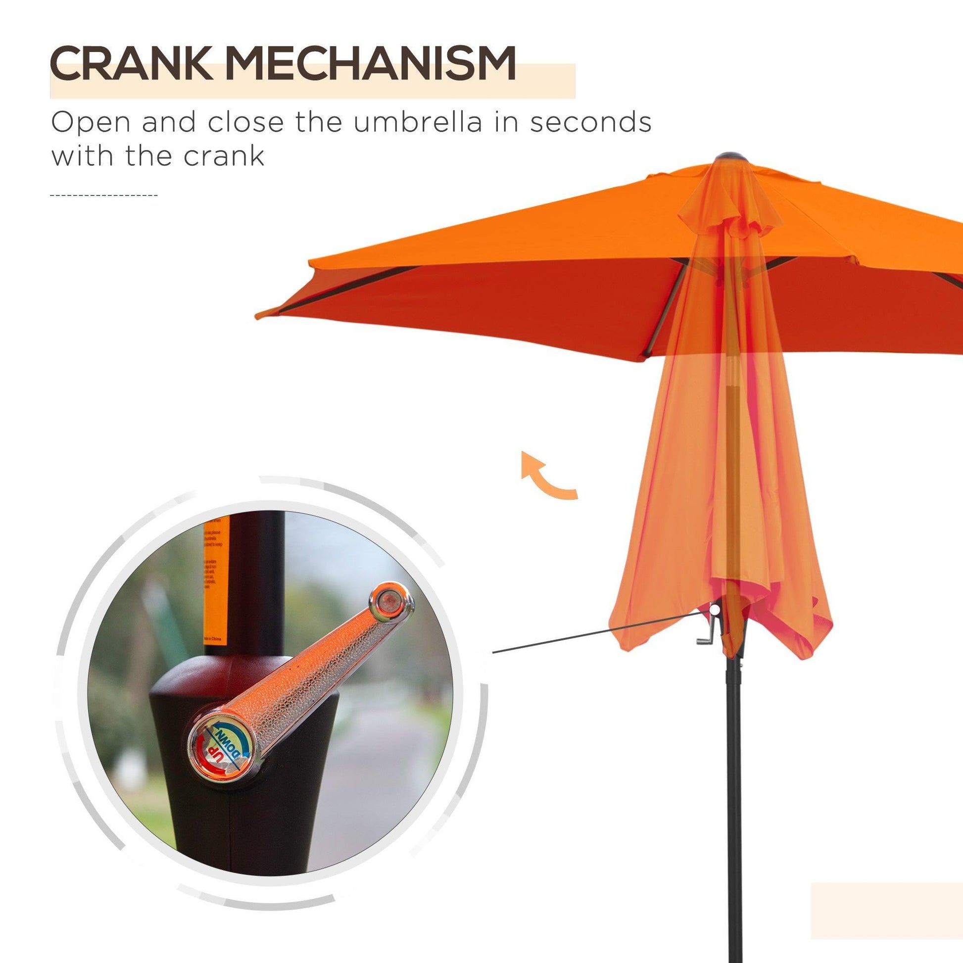 Outsunny 2.7M Orange Tilt Umbrella: Simple Sun Shade - ALL4U RETAILER LTD