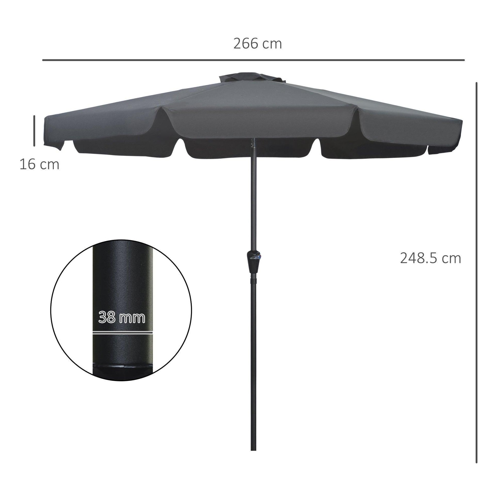 Outsunny 2.7m Outdoor Patio Umbrella - Adjustable and Stylish - ALL4U RETAILER LTD