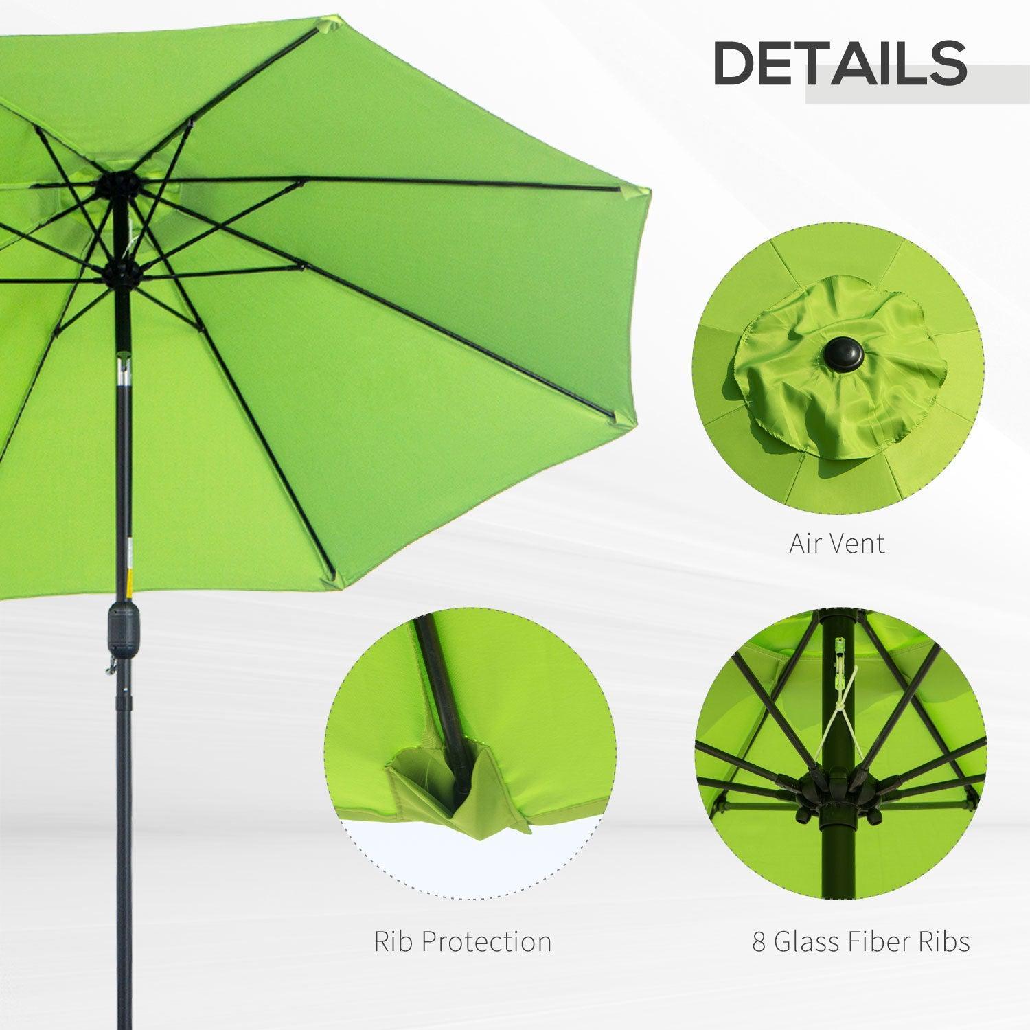 Outsunny Green Patio Umbrella with Crank, Tilt Shade - 2.7M - ALL4U RETAILER LTD