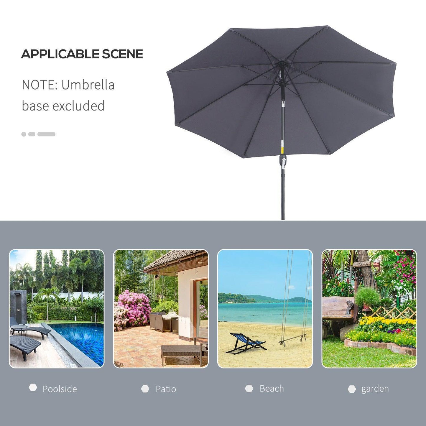 Outsunny 2.7M Patio Umbrella - Stylish Shade - ALL4U RETAILER LTD