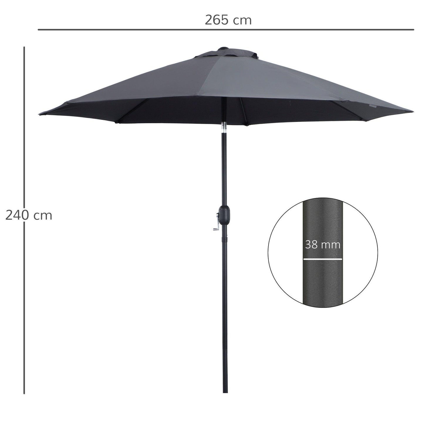 Outsunny 2.7M Patio Umbrella - Stylish Shade - ALL4U RETAILER LTD