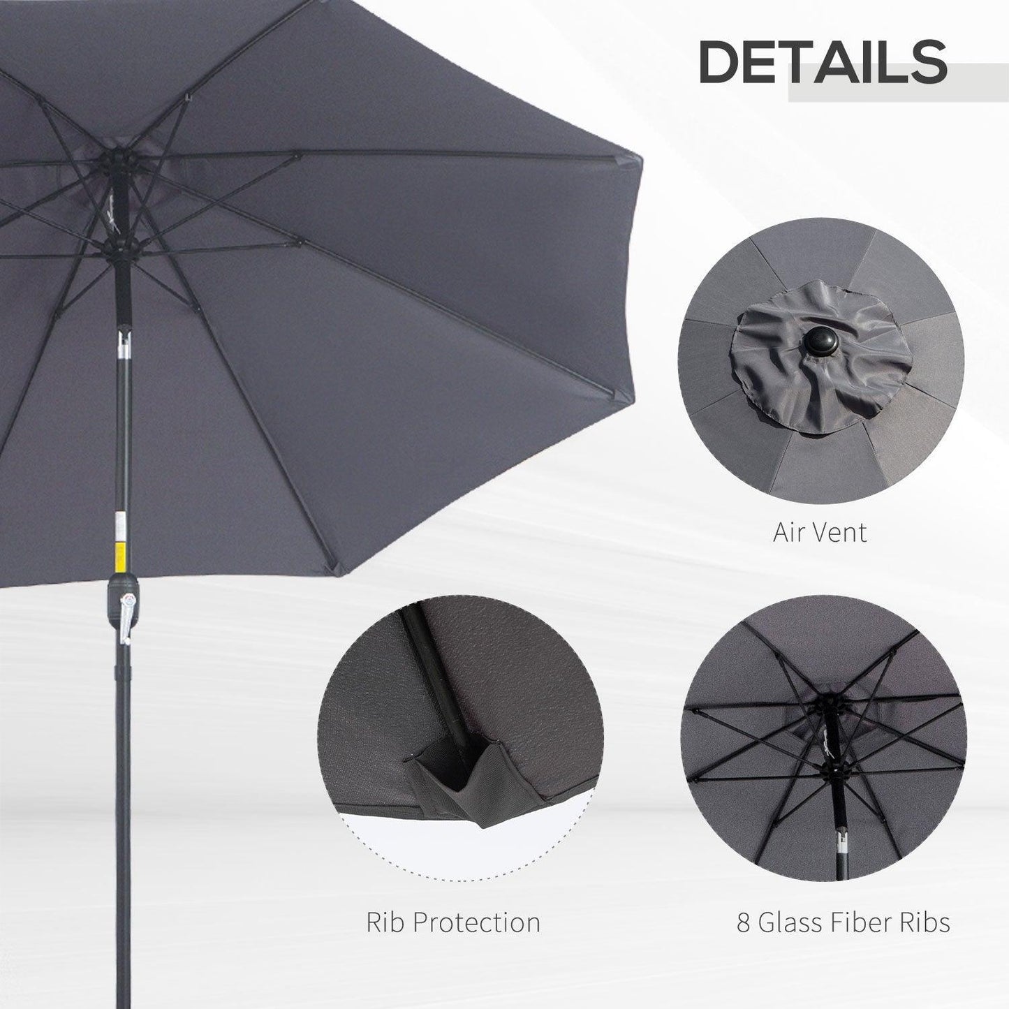 Outsunny 2.7M Patio Umbrella - Stylish Shade - ALL4U RETAILER LTD