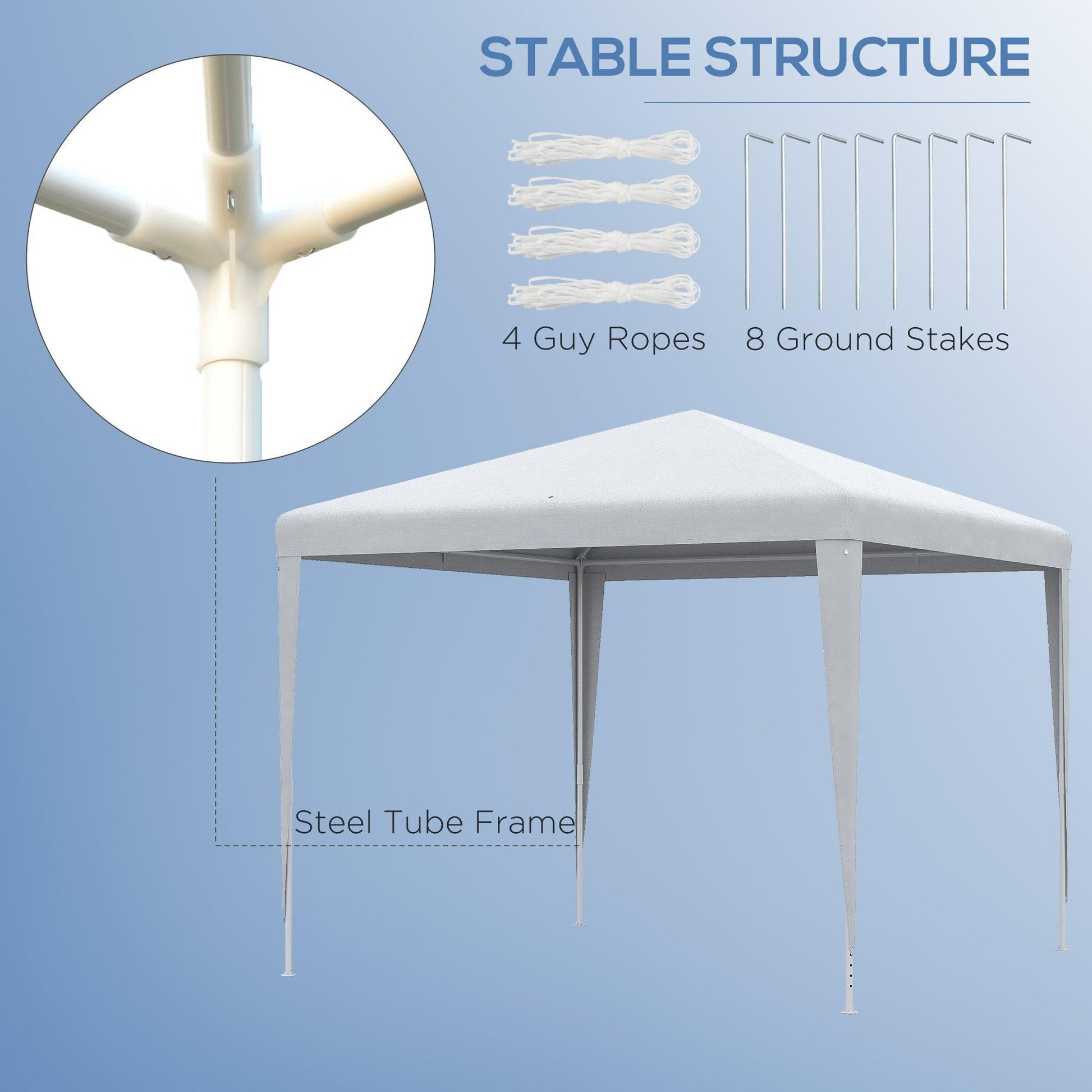 Outsunny 2.7m x 2.7m Garden Gazebo - White - ALL4U RETAILER LTD