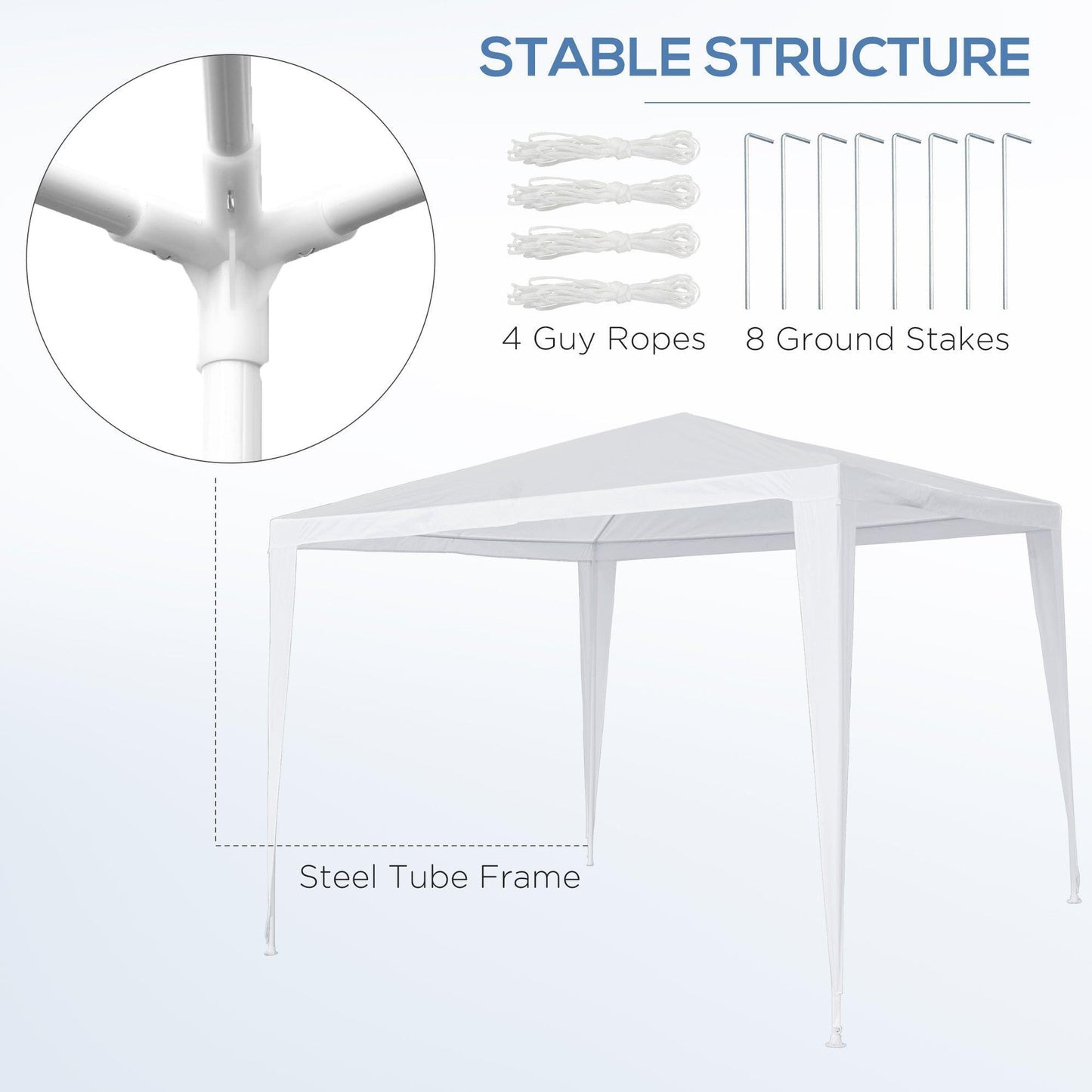 Outsunny 2.7m x 2.7m Garden Gazebo - White - ALL4U RETAILER LTD