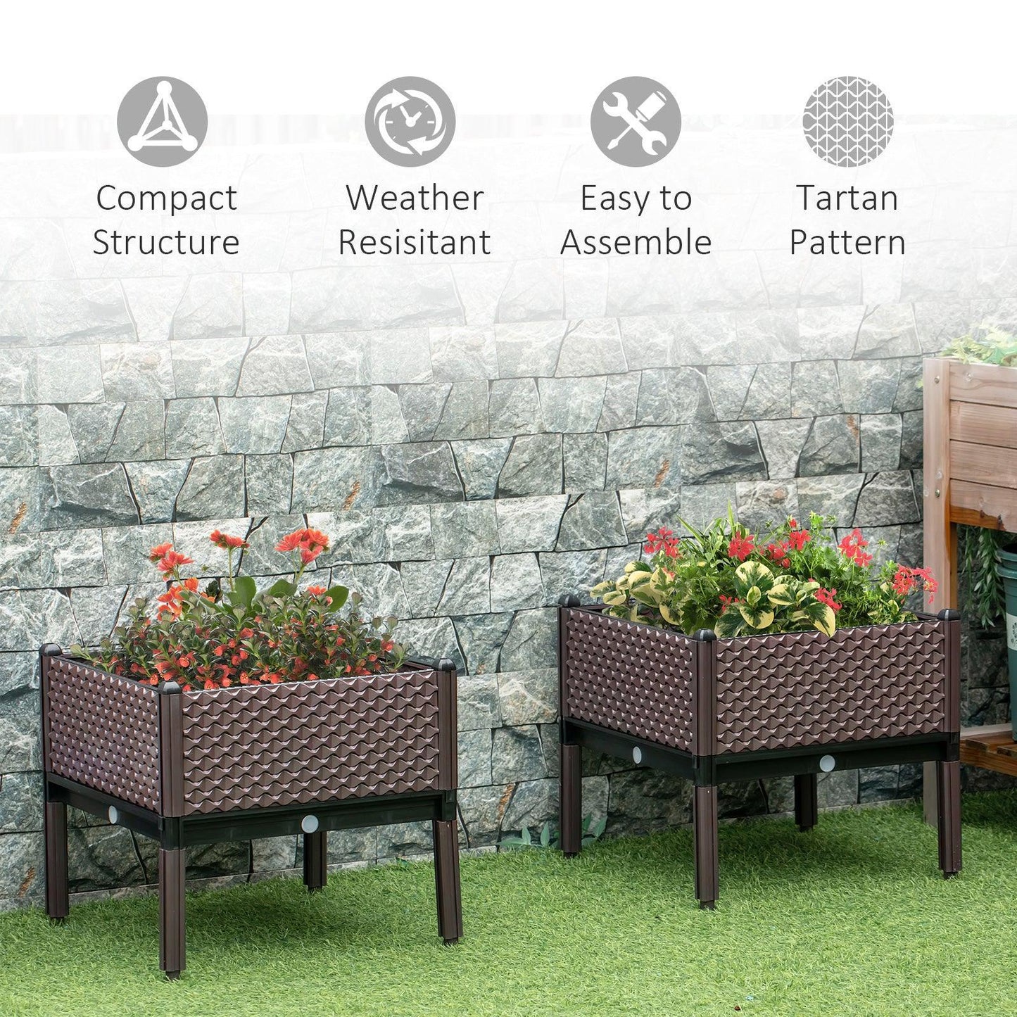Outsunny 2-Pack Elevated Garden Bed - Self-Watering, 50cm - ALL4U RETAILER LTD