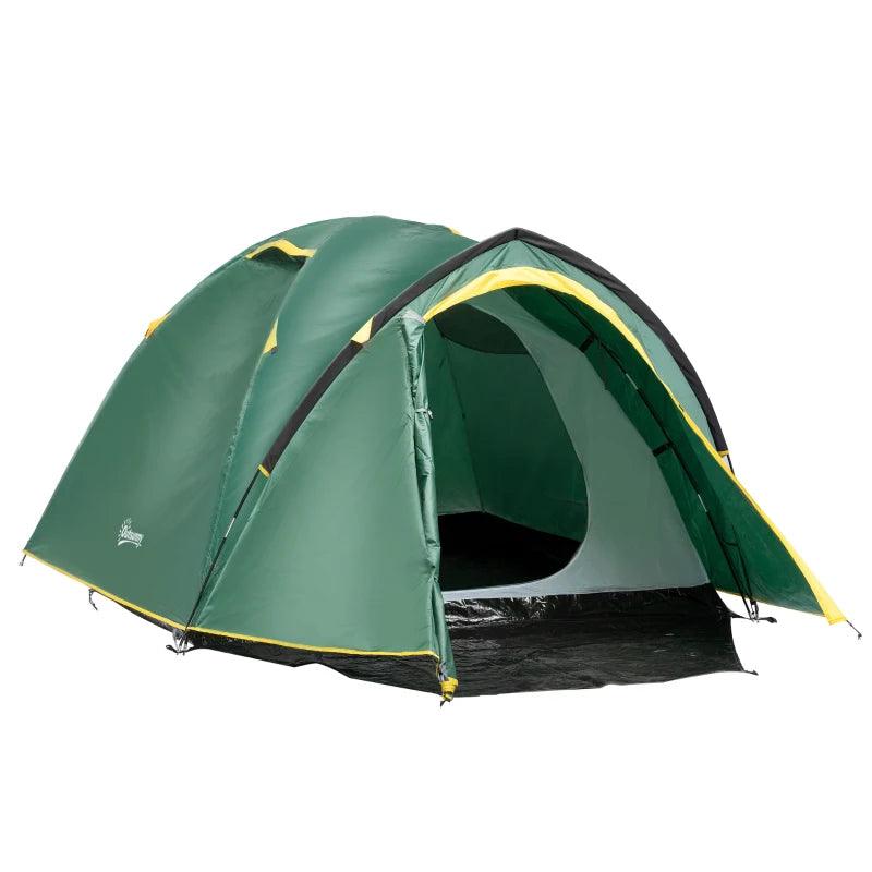 Outsunny 2-Person Dome Camping Tent, Waterproof, Green/Yellow - ALL4U RETAILER LTD