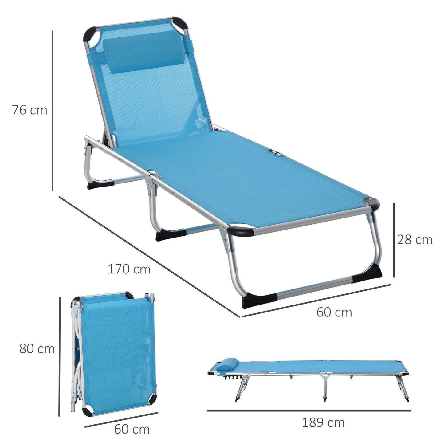 Outsunny Foldable Sun Lounger: Adjustable Reclining Chair - ALL4U RETAILER LTD