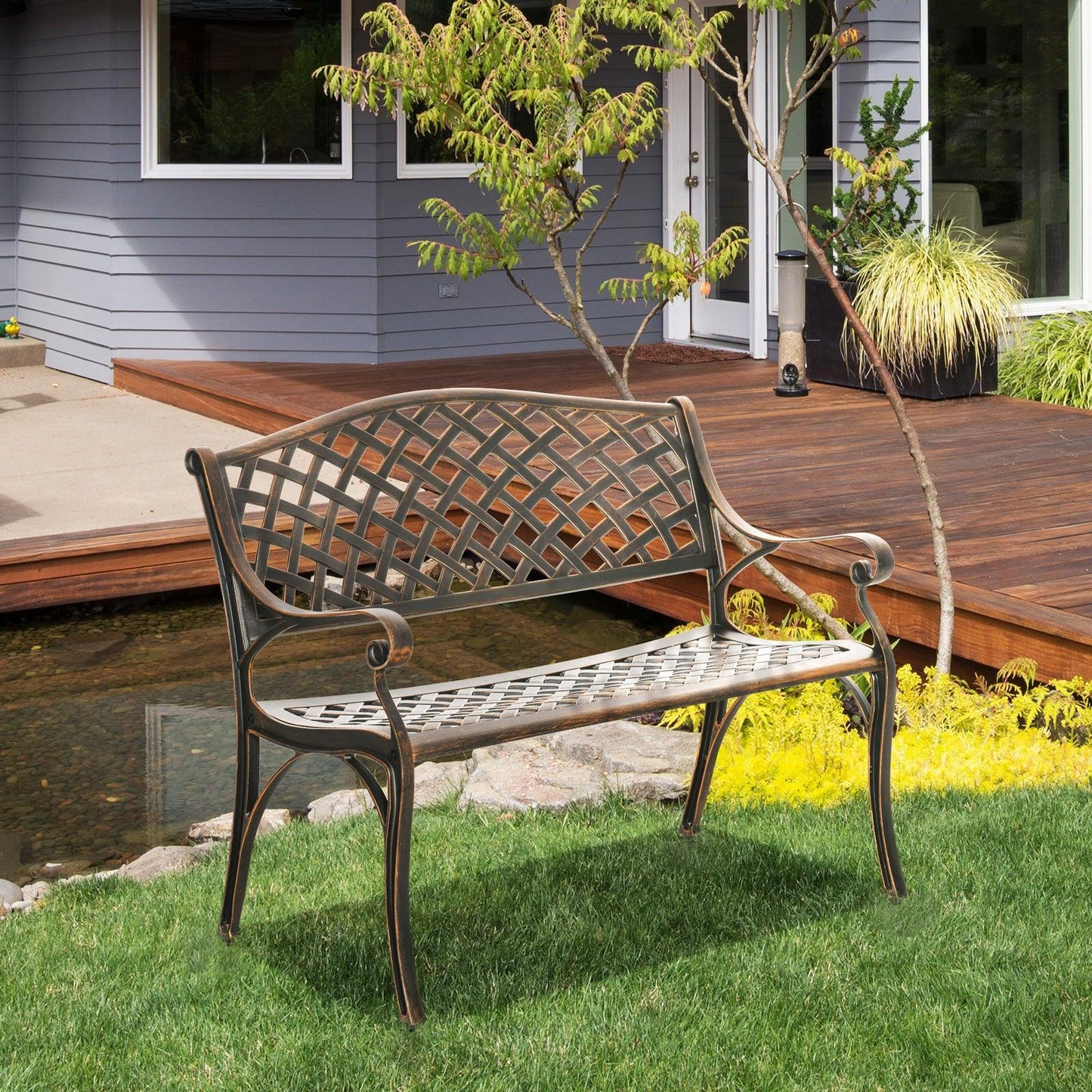 Outsunny 2 Seater Garden Bench - Bronze - ALL4U RETAILER LTD