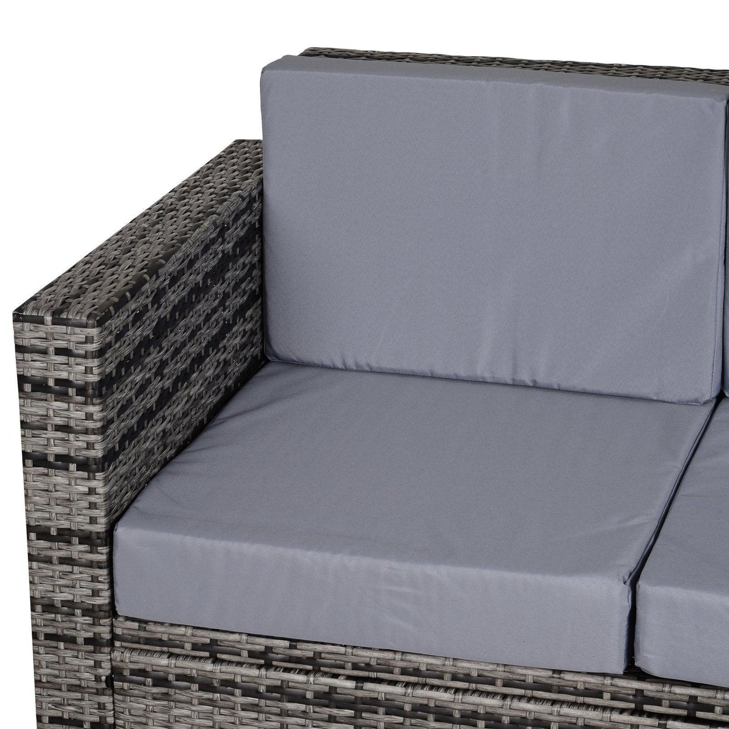 Outsunny 2-Seater Outdoor Rattan Sofa Chair - Grey - ALL4U RETAILER LTD