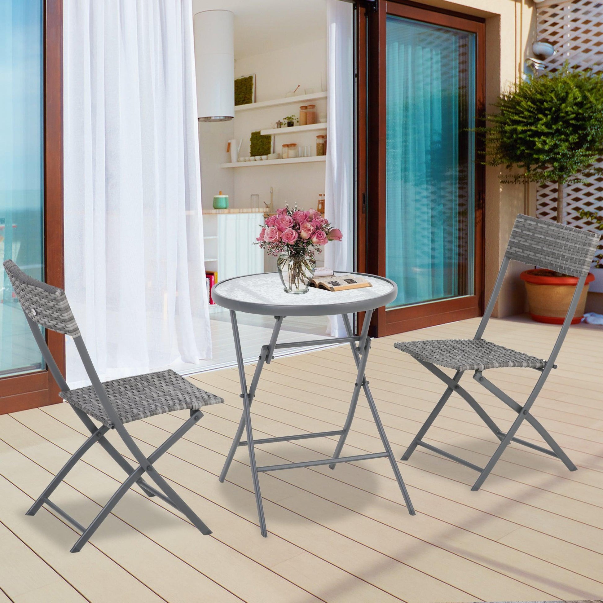 Outsunny 2 Seater Patio Set - Grey - ALL4U RETAILER LTD