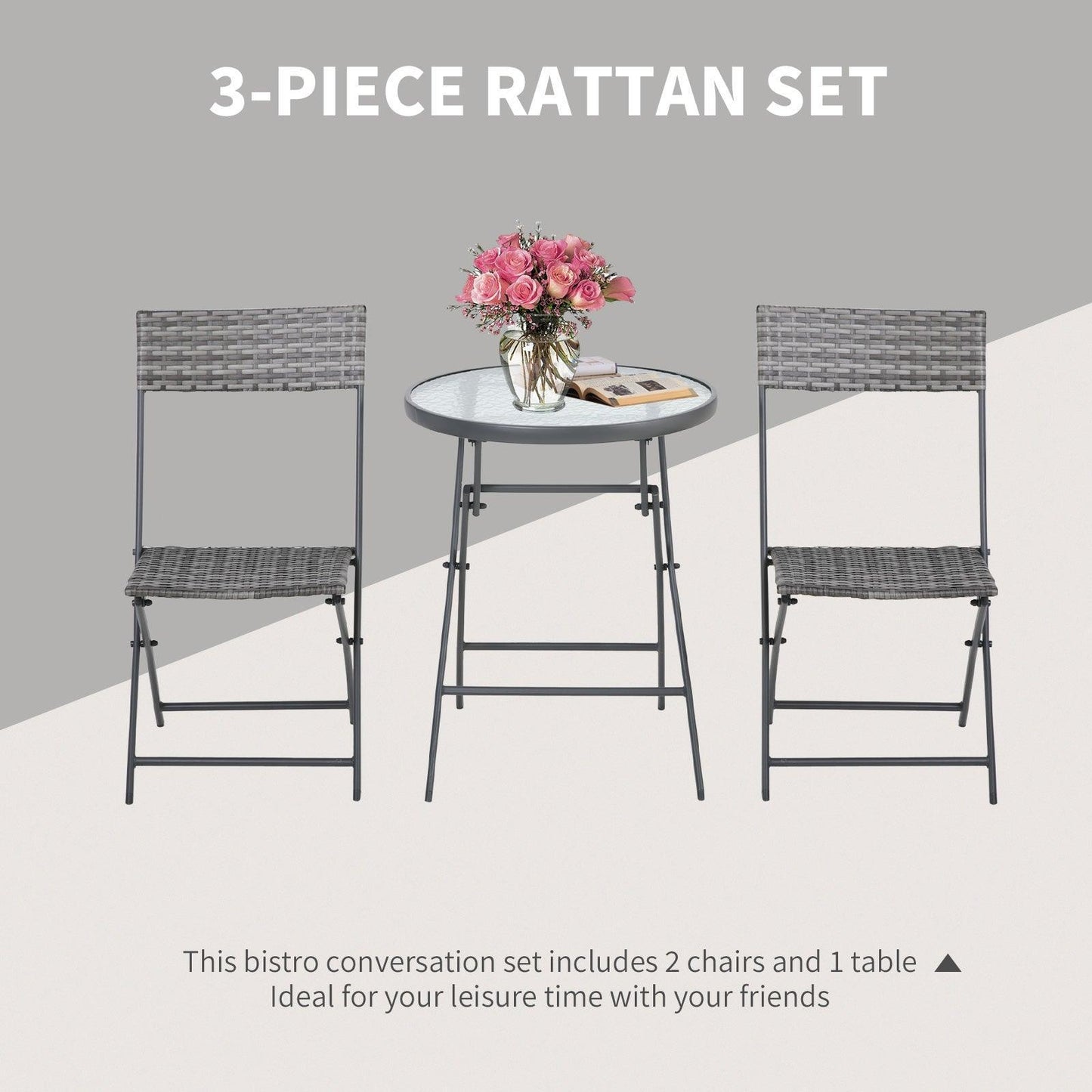 Outsunny 2 Seater Patio Set - Grey - ALL4U RETAILER LTD