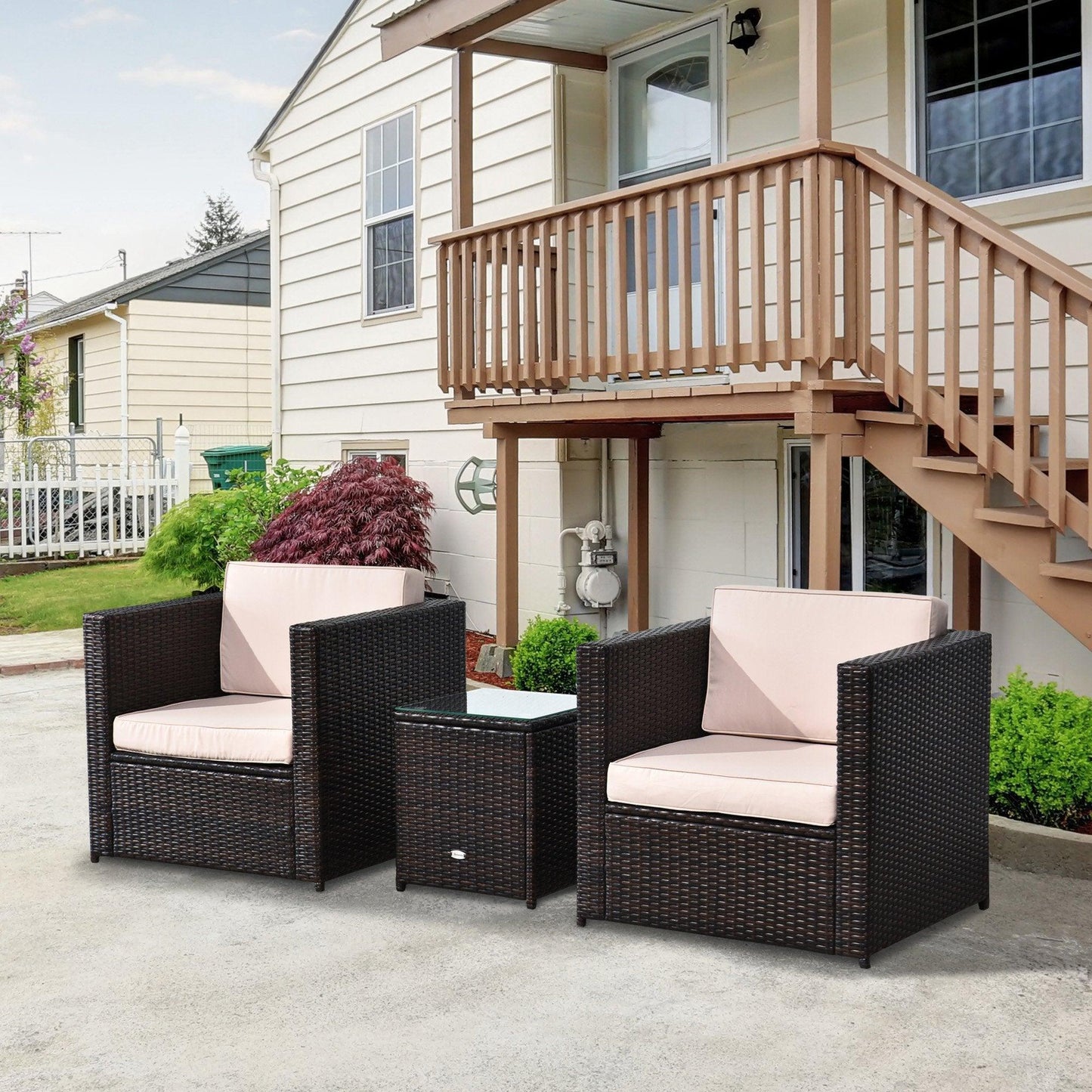 Outsunny 2-Seater Patio Sofa Set - Brown - ALL4U RETAILER LTD