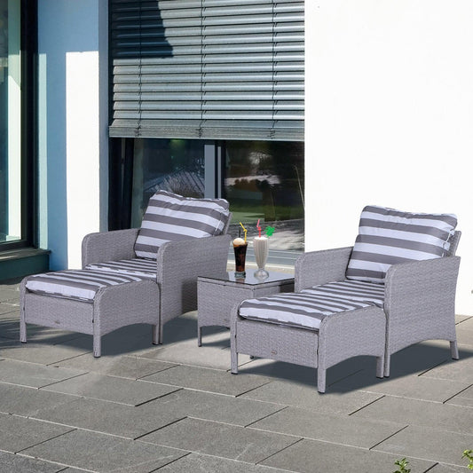 Outsunny 2 Seater Rattan Garden Set - Grey - ALL4U RETAILER LTD