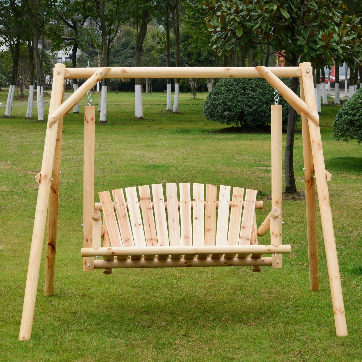 Outsunny 2 Seater Wooden Garden Swing Chair – Hammock Bench - ALL4U RETAILER LTD