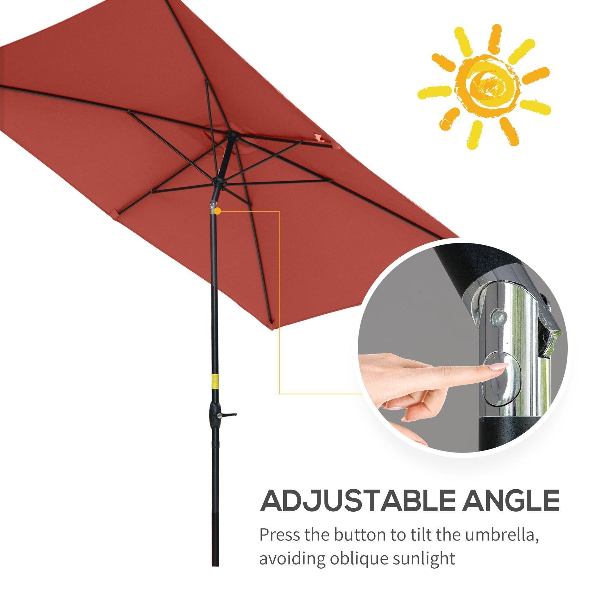 Outsunny Rectangular Wine Red Patio Umbrella - Premium Quality - ALL4U RETAILER LTD