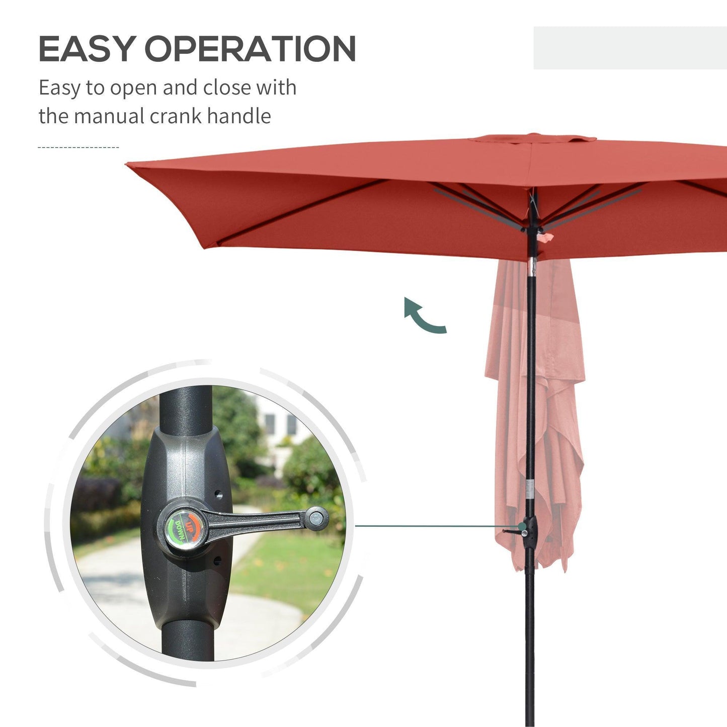 Outsunny Rectangular Wine Red Patio Umbrella - Premium Quality - ALL4U RETAILER LTD