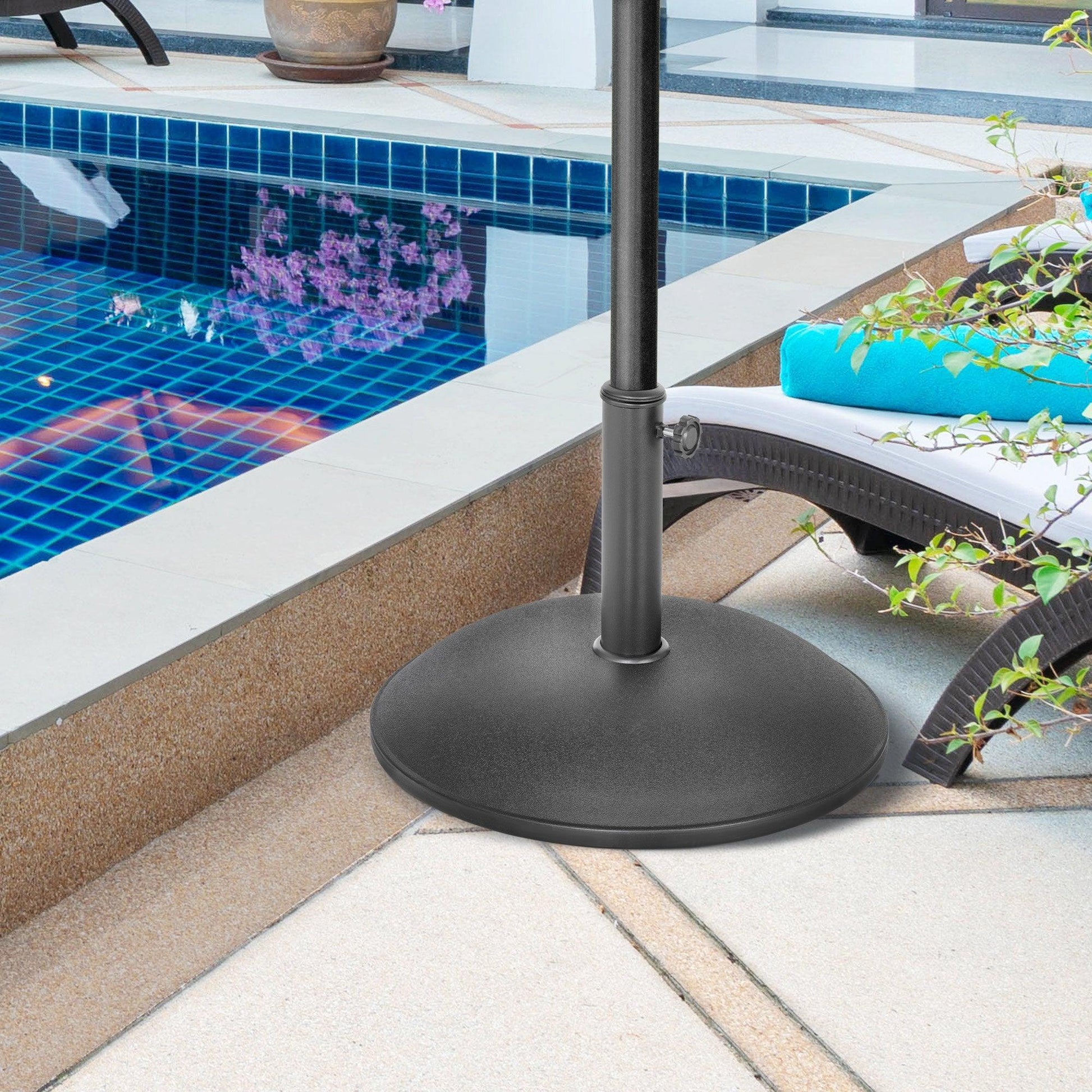 Outsunny 20kg Parasol Base - Cement Umbrella Stand - Grey/Black - ALL4U RETAILER LTD