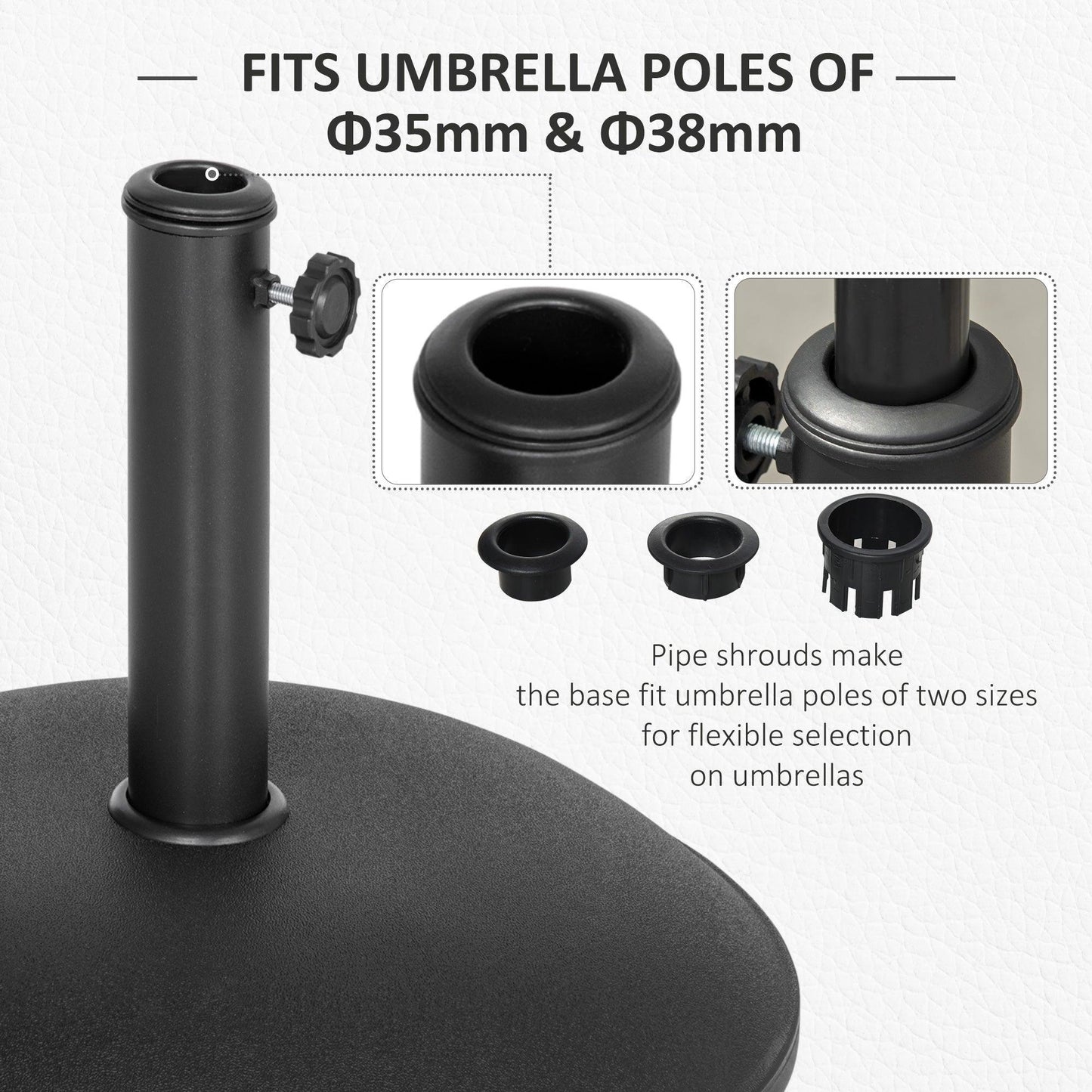 Outsunny 20kg Parasol Base - Cement Umbrella Stand - Grey/Black - ALL4U RETAILER LTD