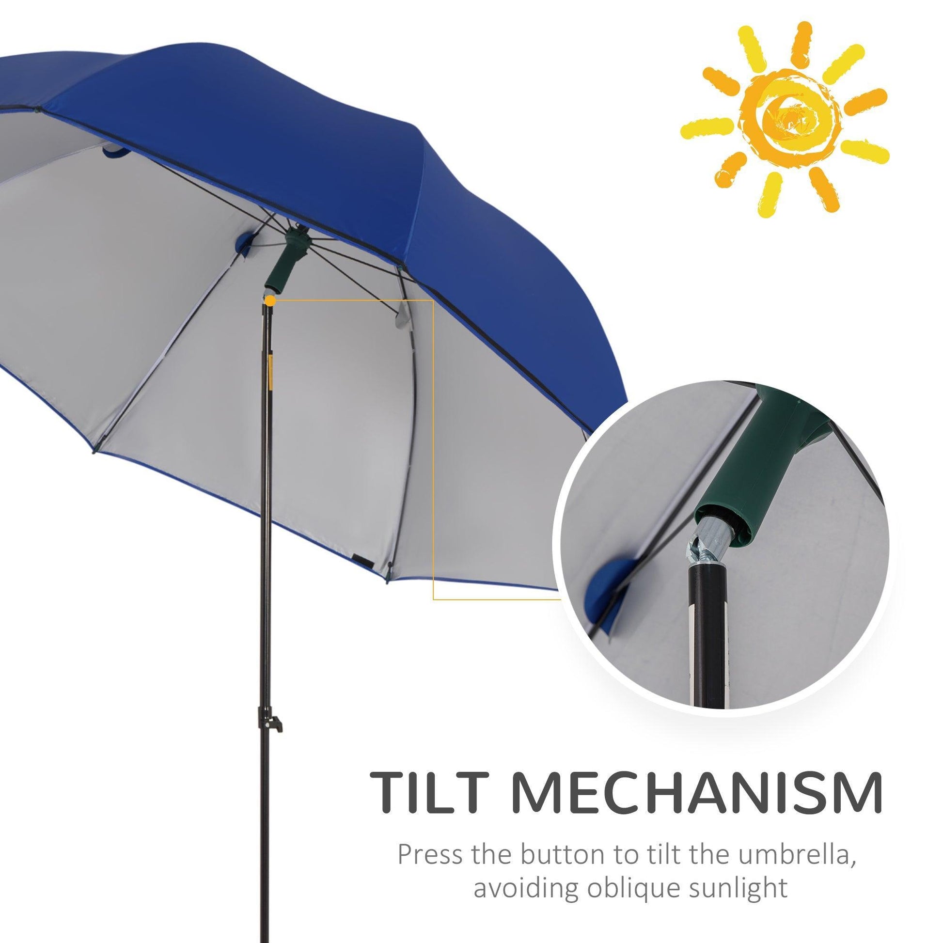 Outsunny 2m Beach Umbrella with Sides - Blue - ALL4U RETAILER LTD